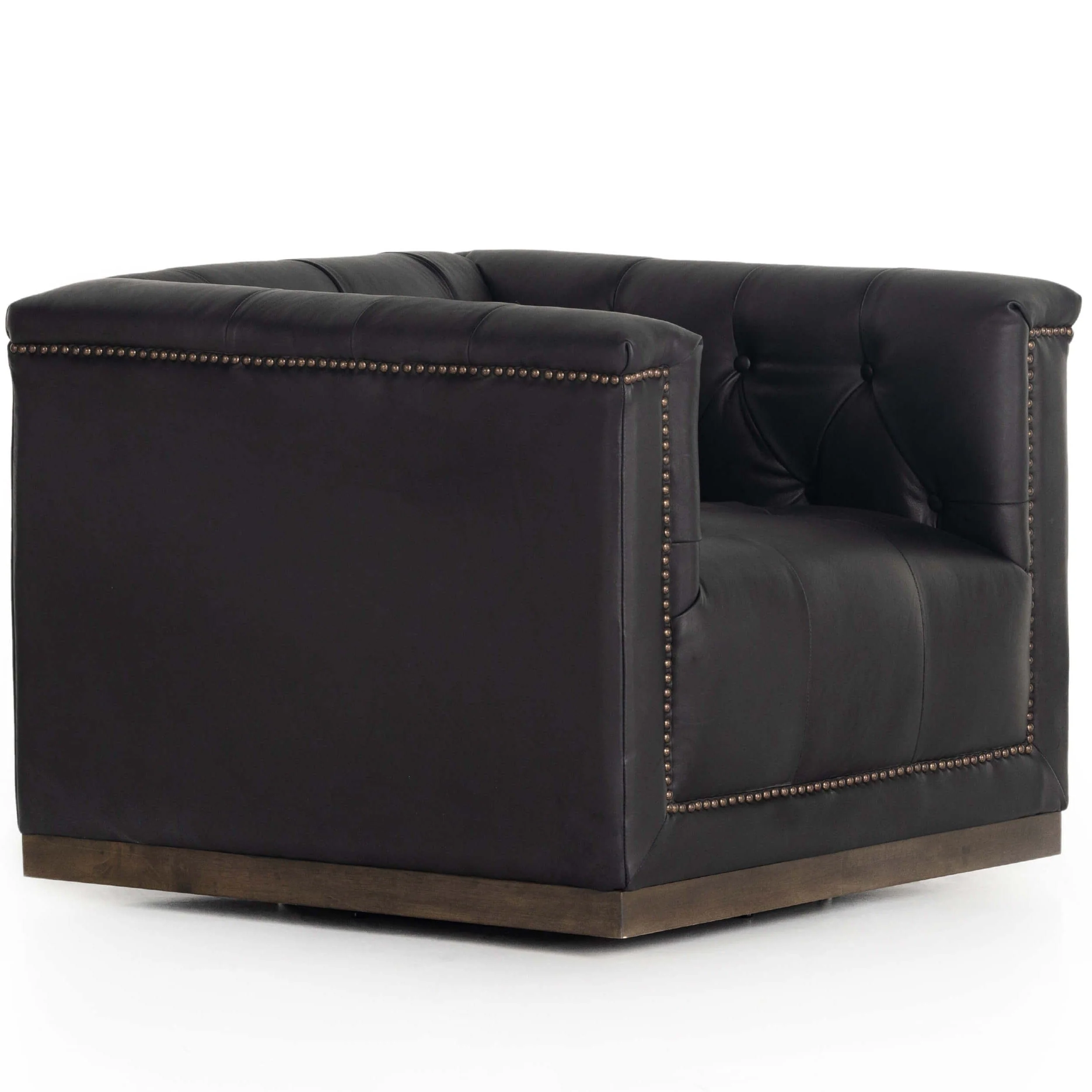 Maxx Leather Swivel Chair, Heirloom Black by Four Hands