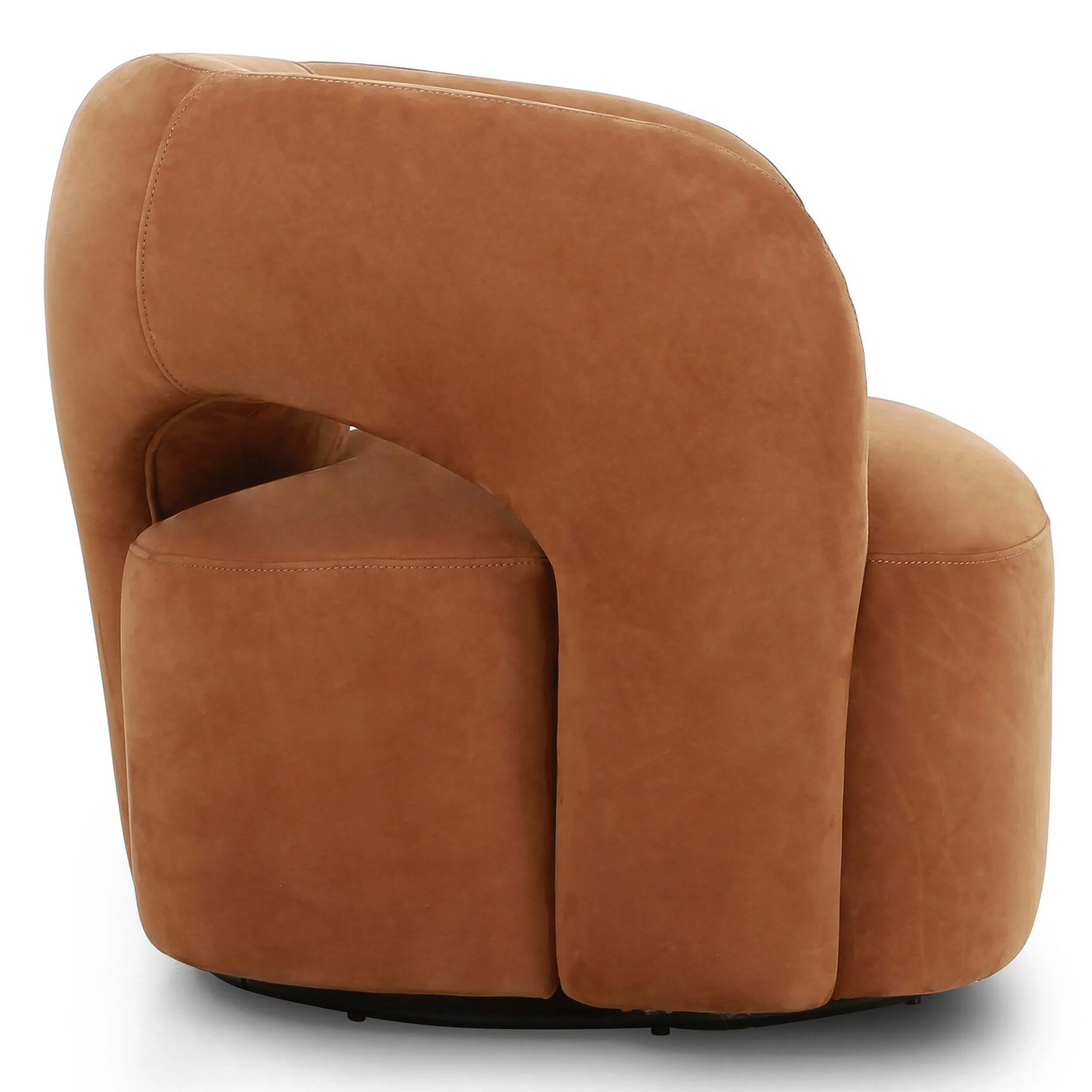 Mazie Leather Swivel Chair, Nubuck Cognac by Four Hands - Image 3