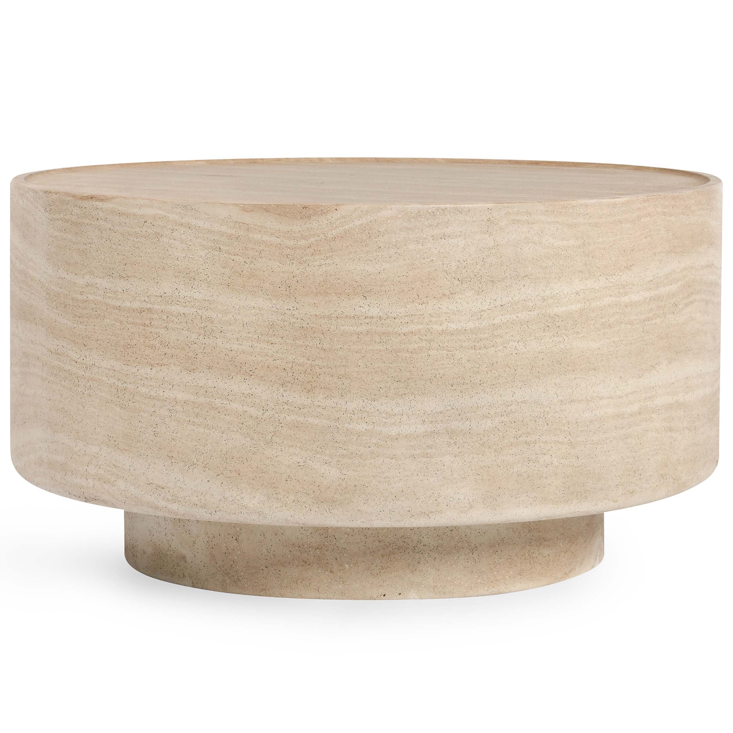 McKenna Outdoor Round Coffee Table, Travertine