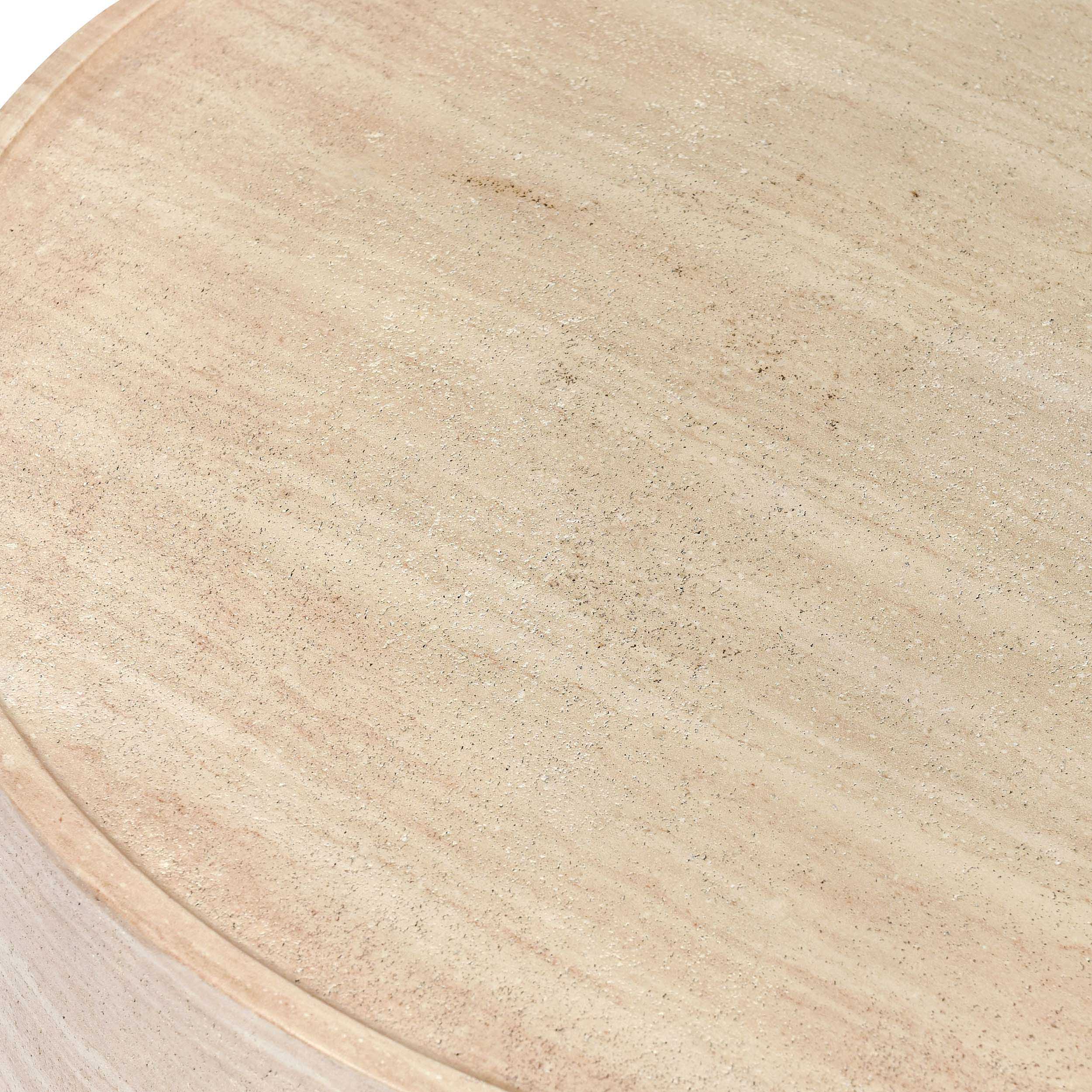 McKenna Outdoor Round Coffee Table, Travertine - Image 3