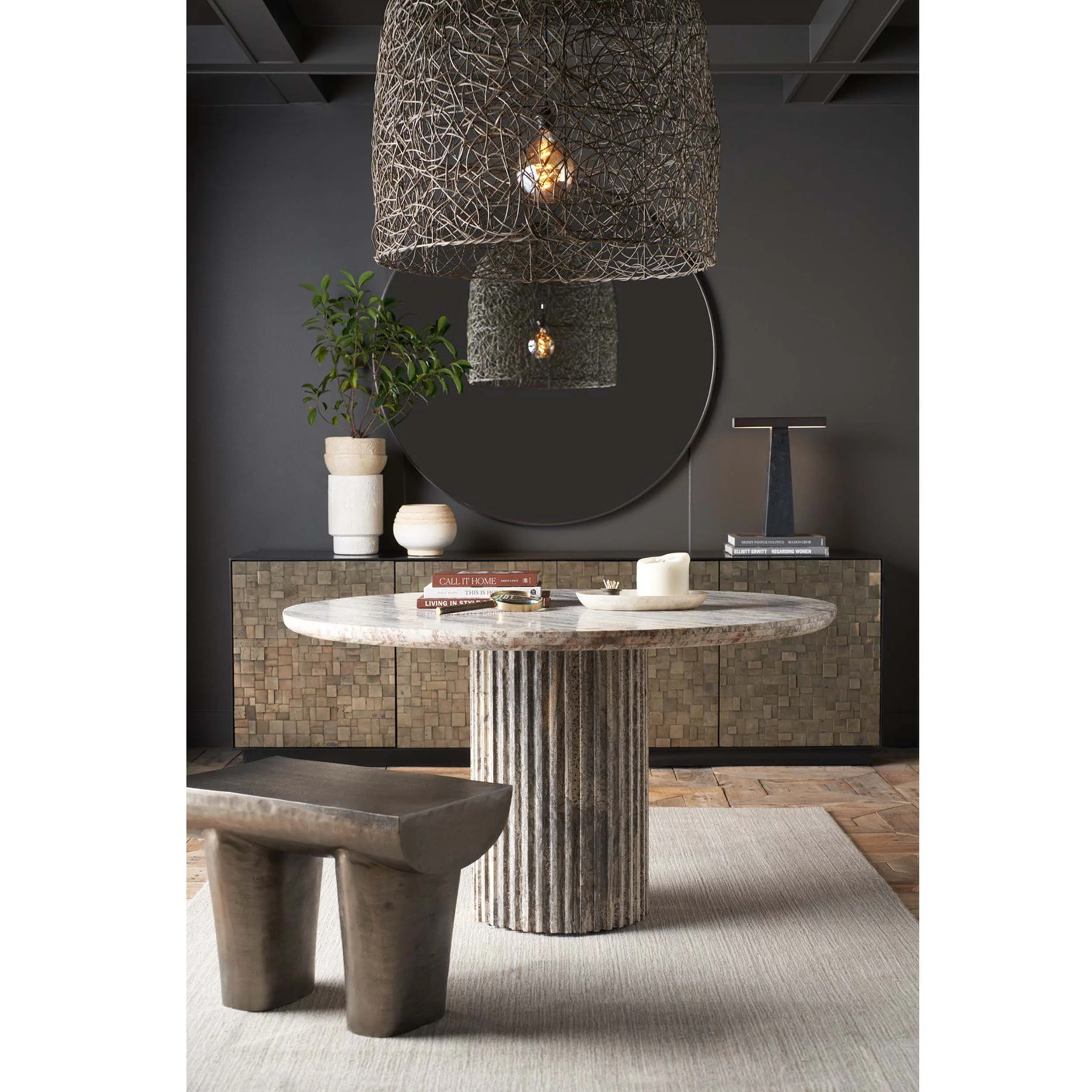 Meadow Round Dining Table, White Travertine - Image 3
