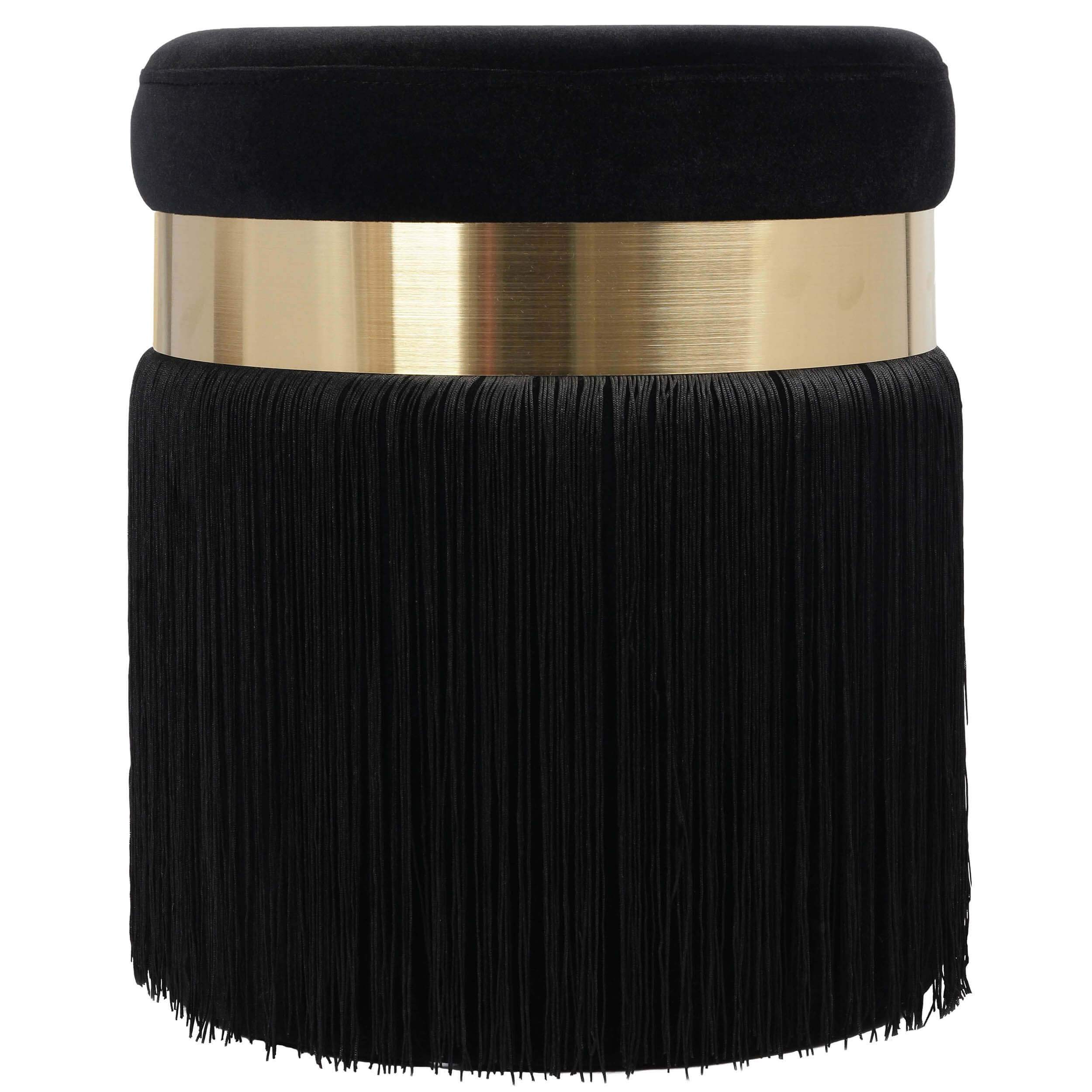 Melody Tasseled Ottoman, Black - Image 2