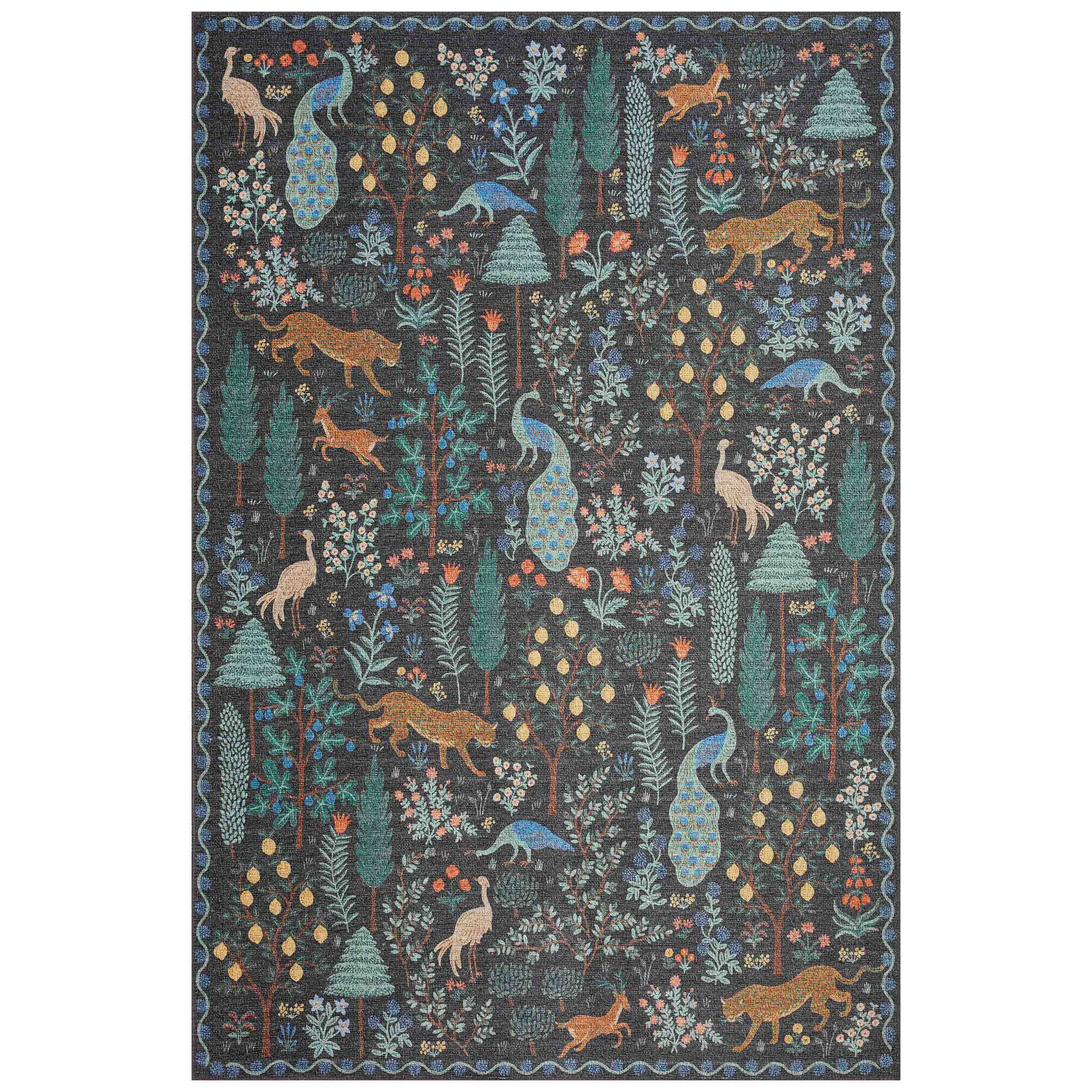 Rifle Paper Co. x Loloi Rug Menagerie MEN-02, Black