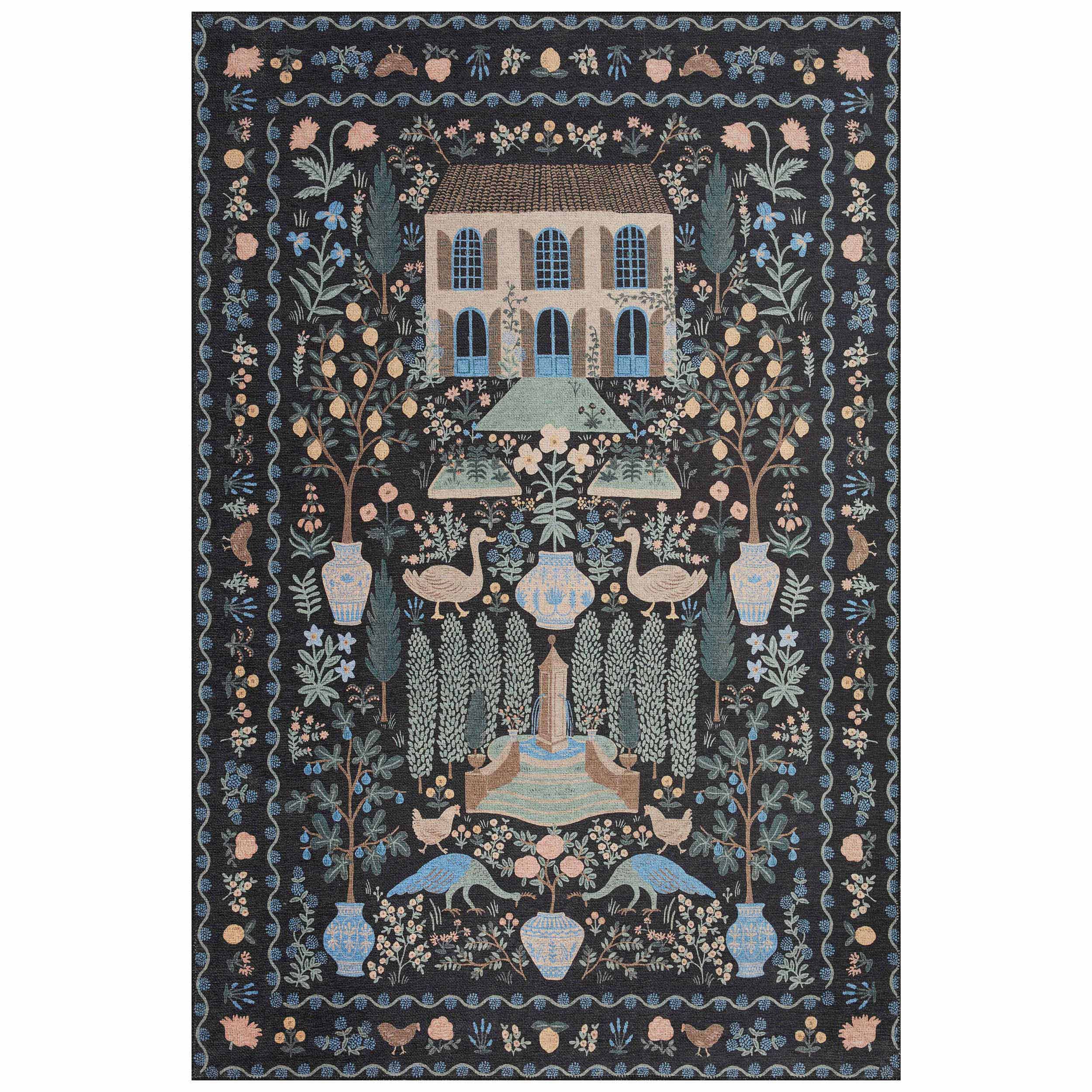 Rifle Paper Co. x Loloi Rug Menagerie MEN-03, Black