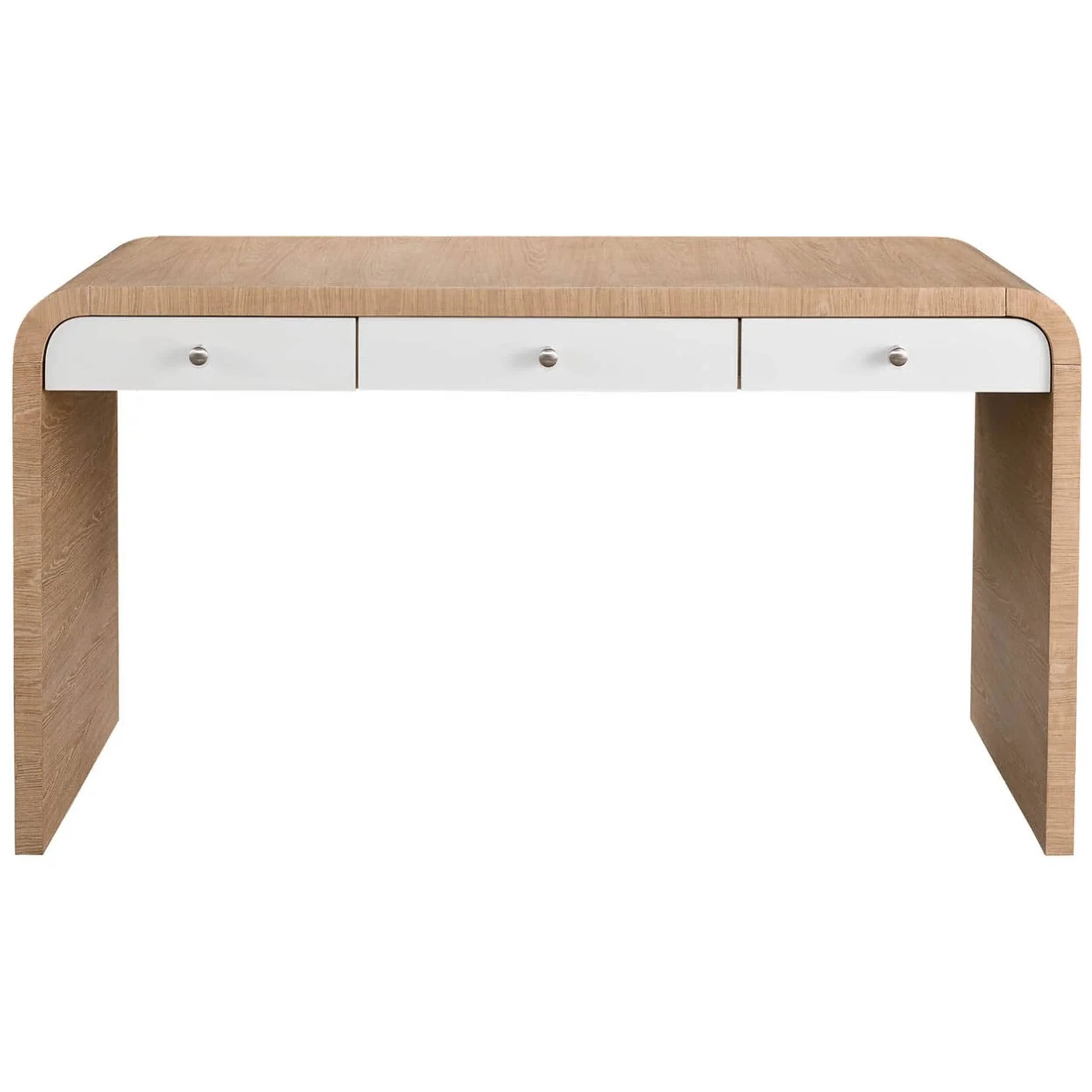 Modern 2 Drawer Desk, White Oak - Image 2