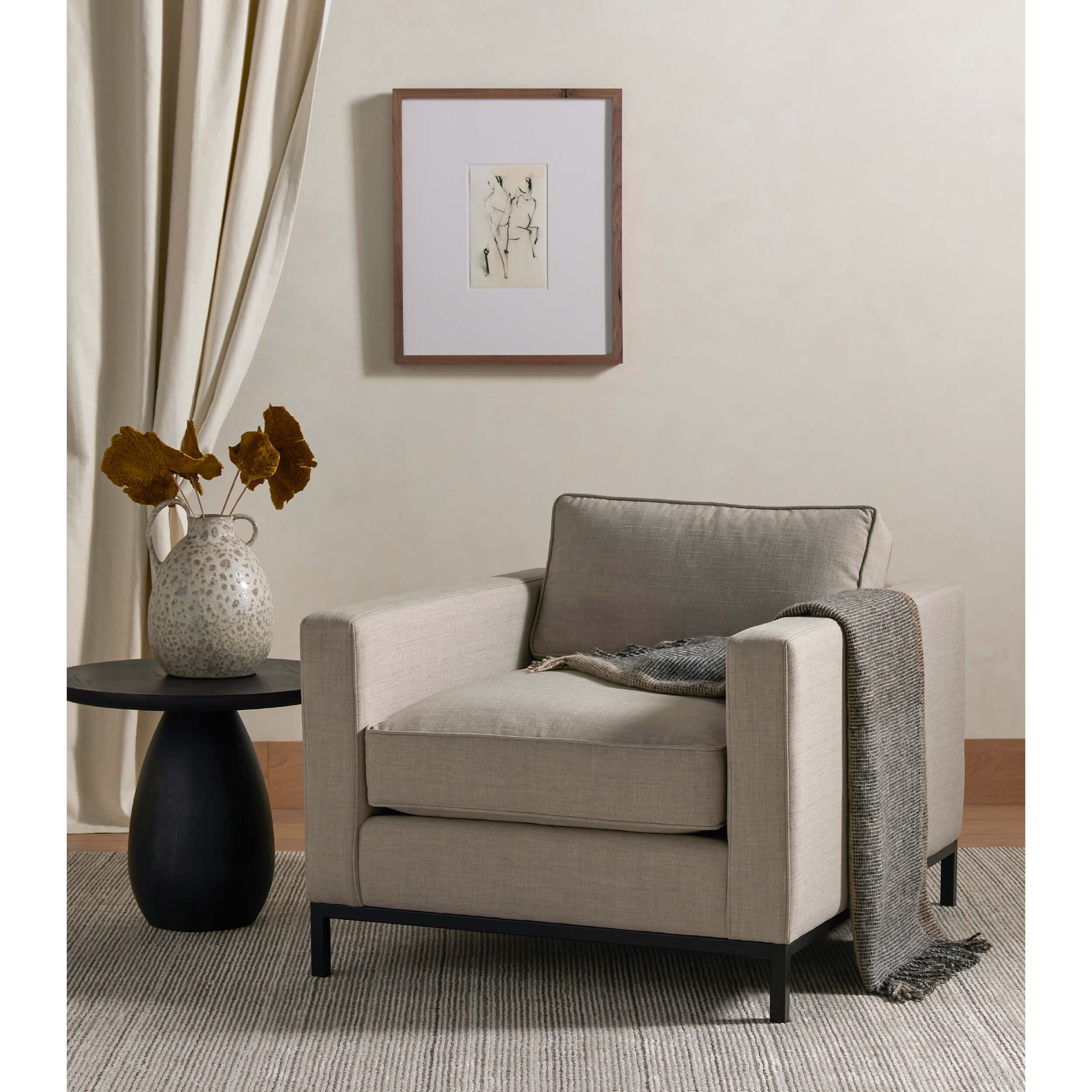 Merla Wood End Table, Black Wash Ash by Four Hands - Image 4