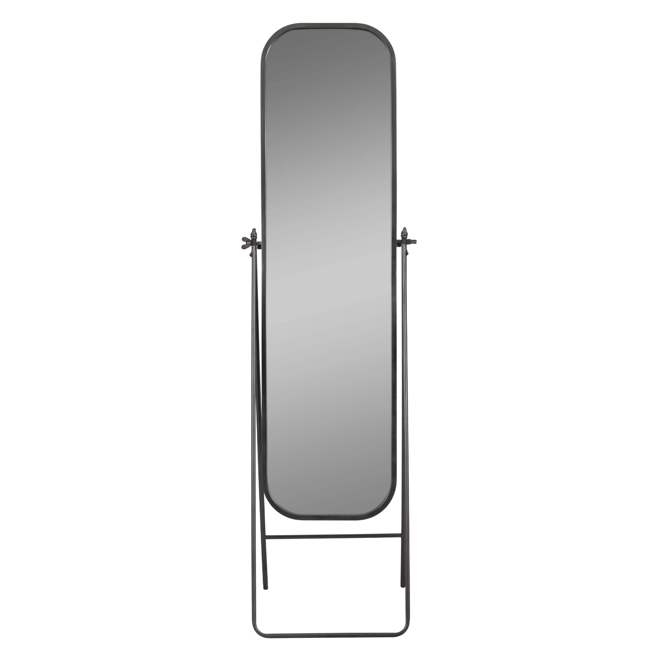 Metal Floor Mirror on Stand, Black