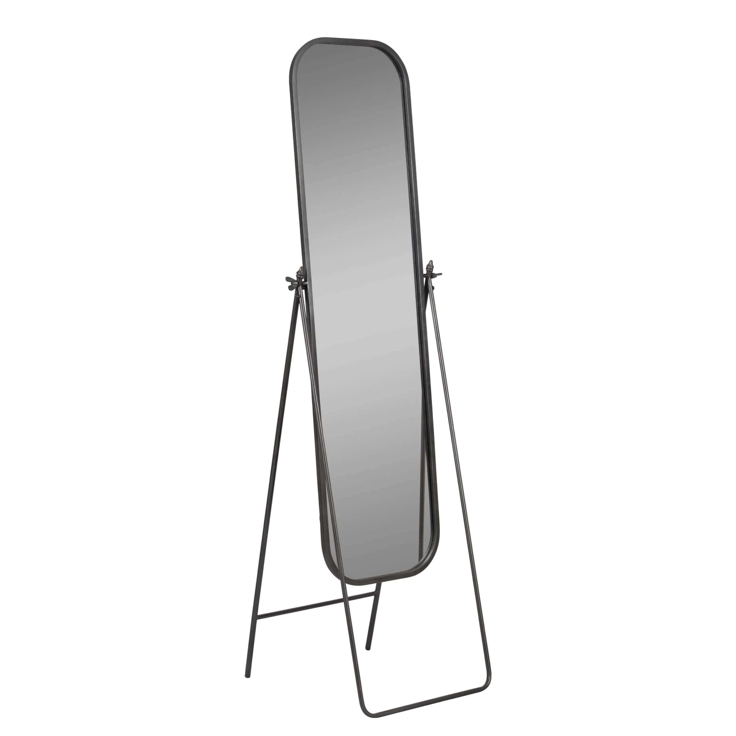 Metal Floor Mirror on Stand, Black - Image 2