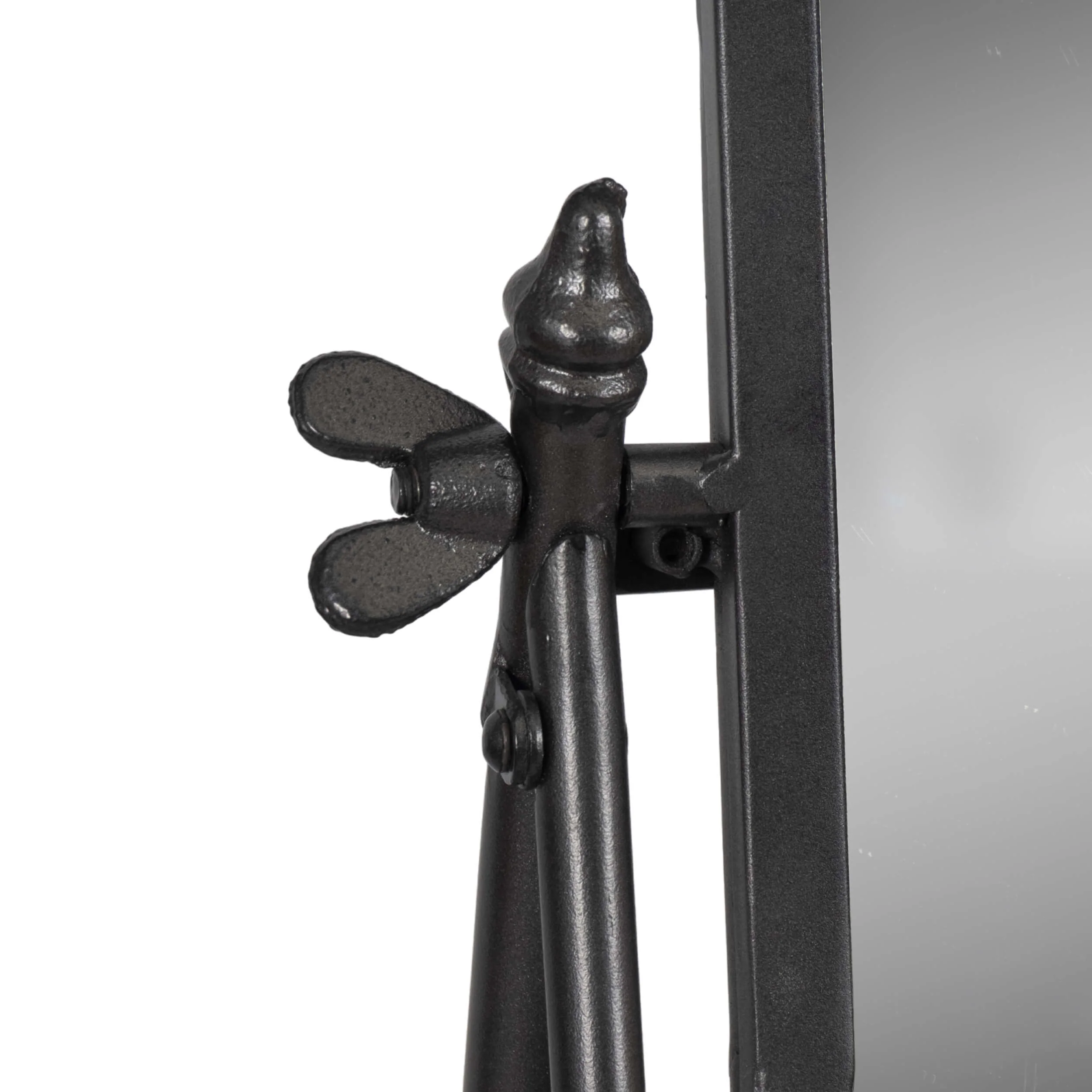 Metal Floor Mirror on Stand, Black - Image 4