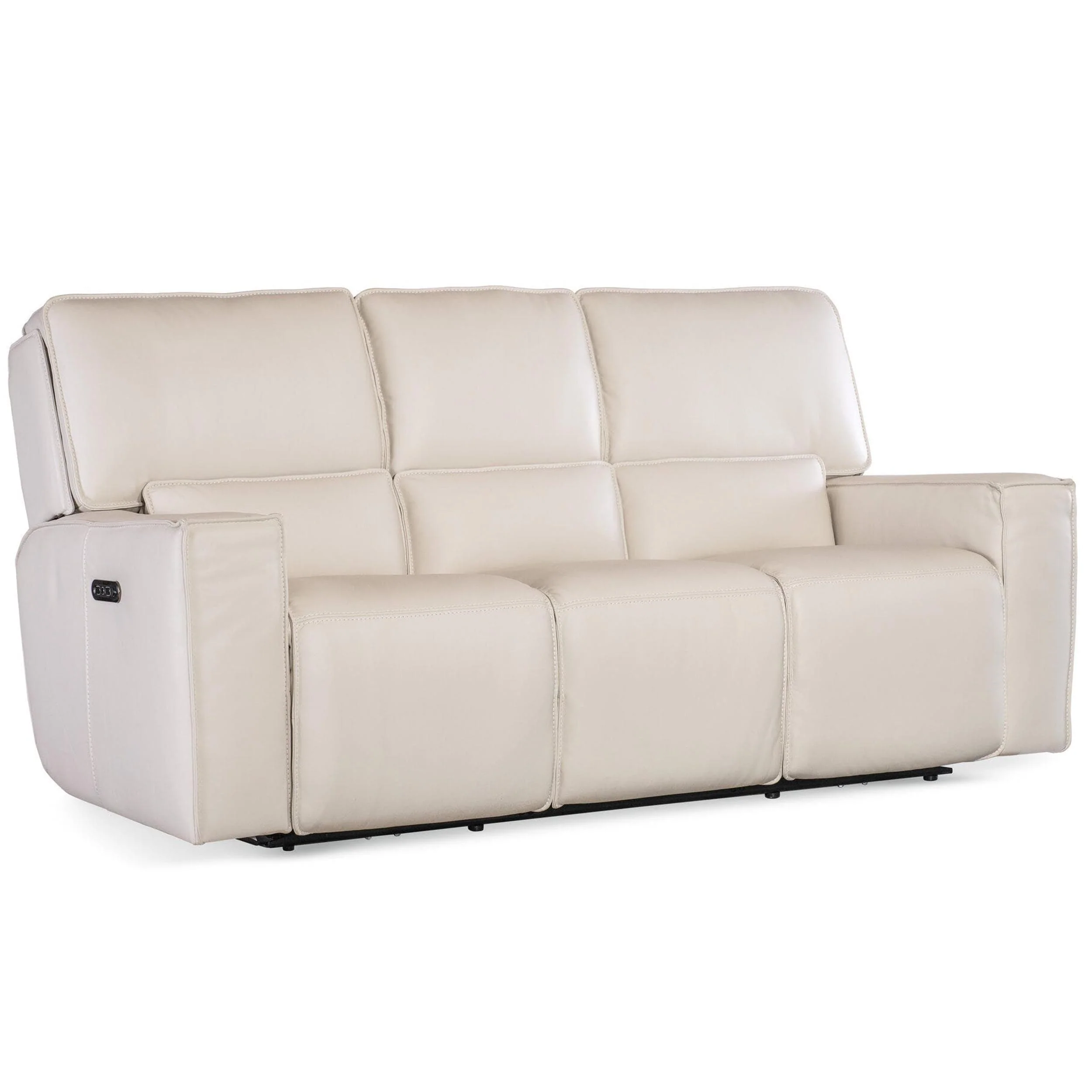 Miles Leather Zero Gravity Power Sofa, Oslo Pebble