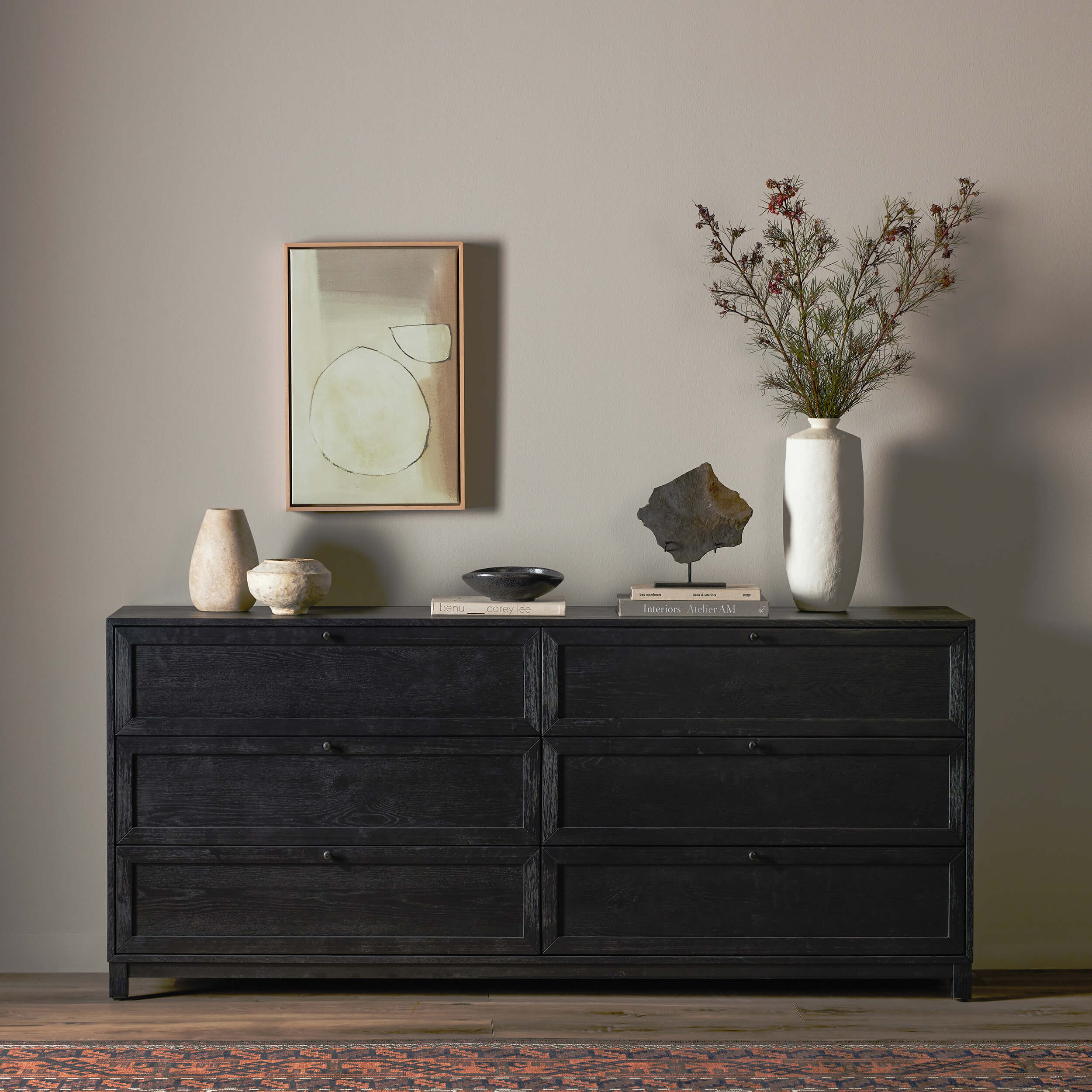 Millie 6 Drawer Dresser, Drifted Matte Black by Four Hands - Image 5