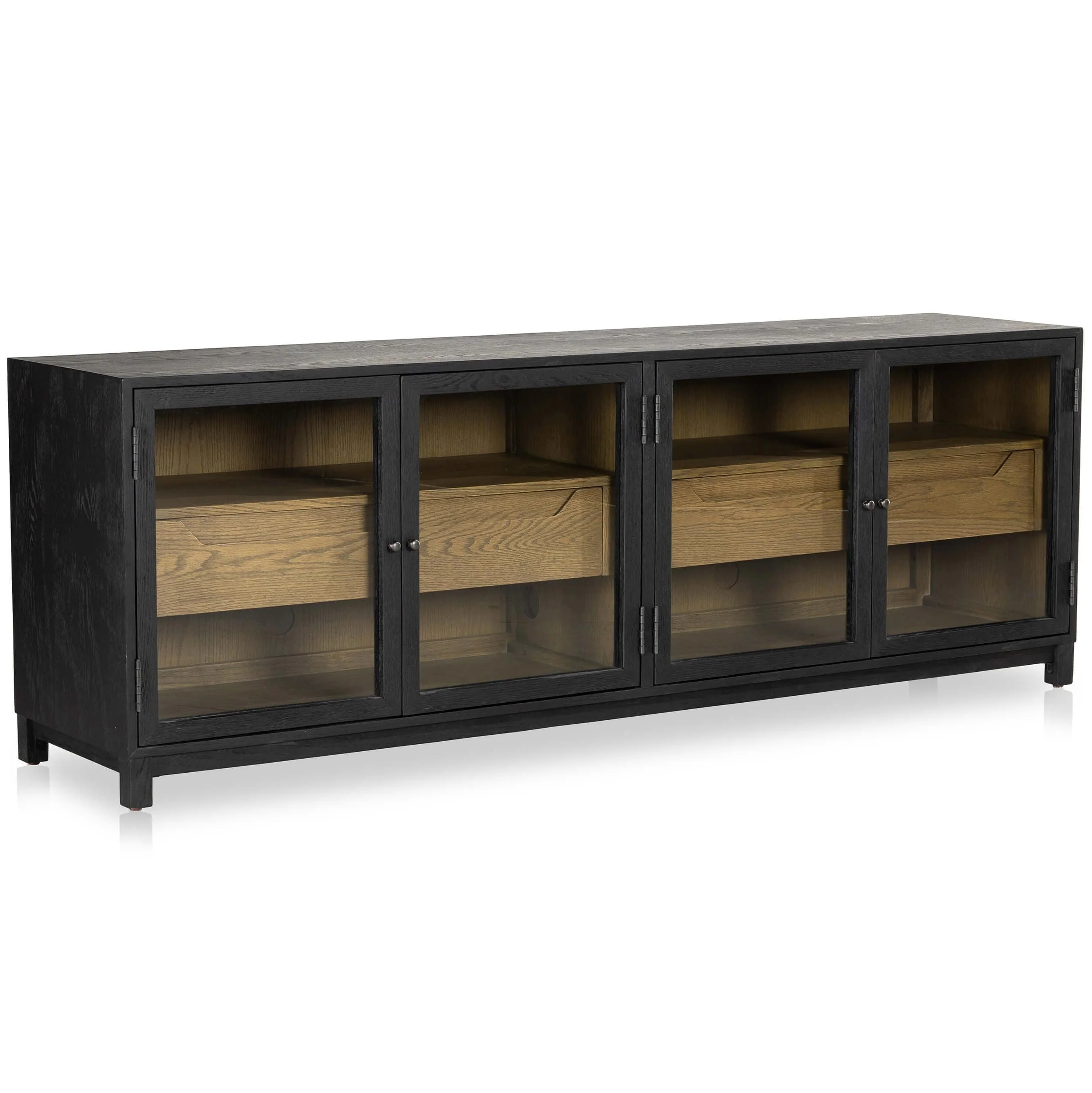Millie Media Console, Drifted Matte Black by Four Hands