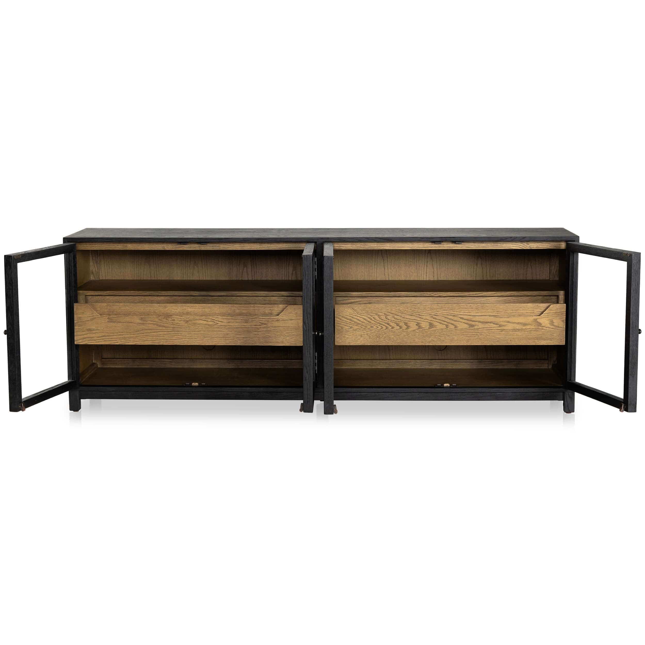 Millie Media Console, Drifted Matte Black by Four Hands - Image 5