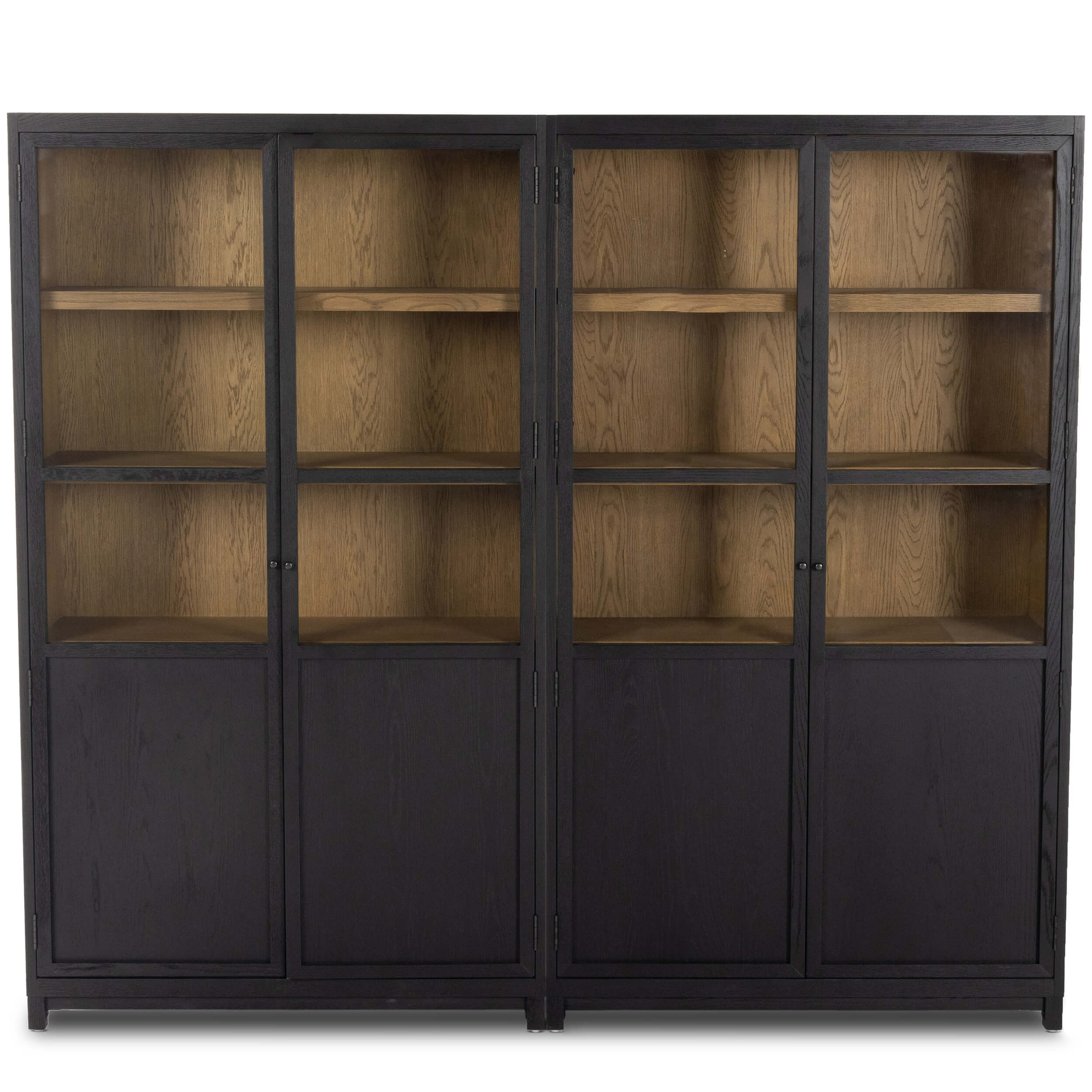 Millie Panel and Glass Door Double Cabinet, Drifted Matte Black - Image 3