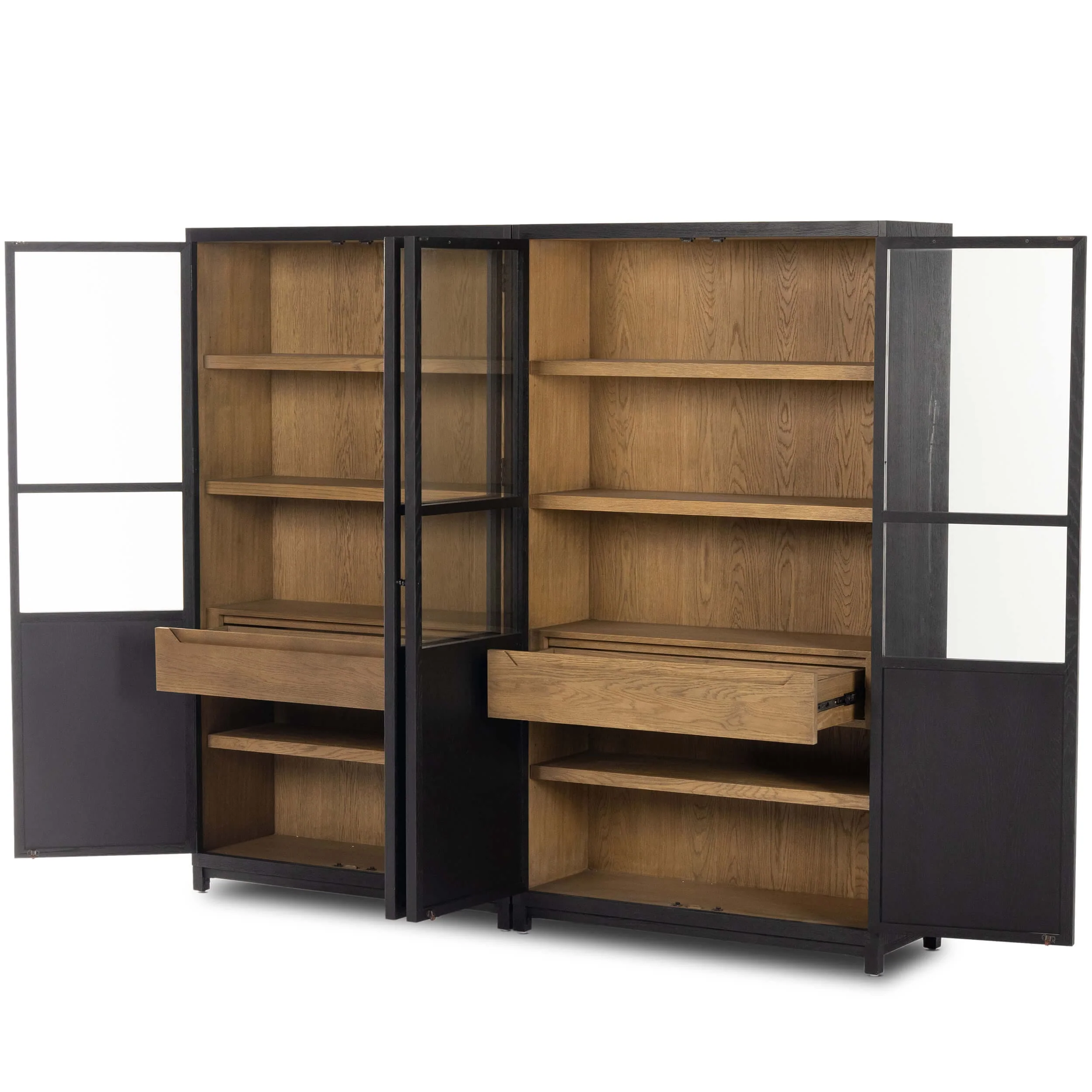 Millie Panel and Glass Door Double Cabinet, Drifted Matte Black - Image 5