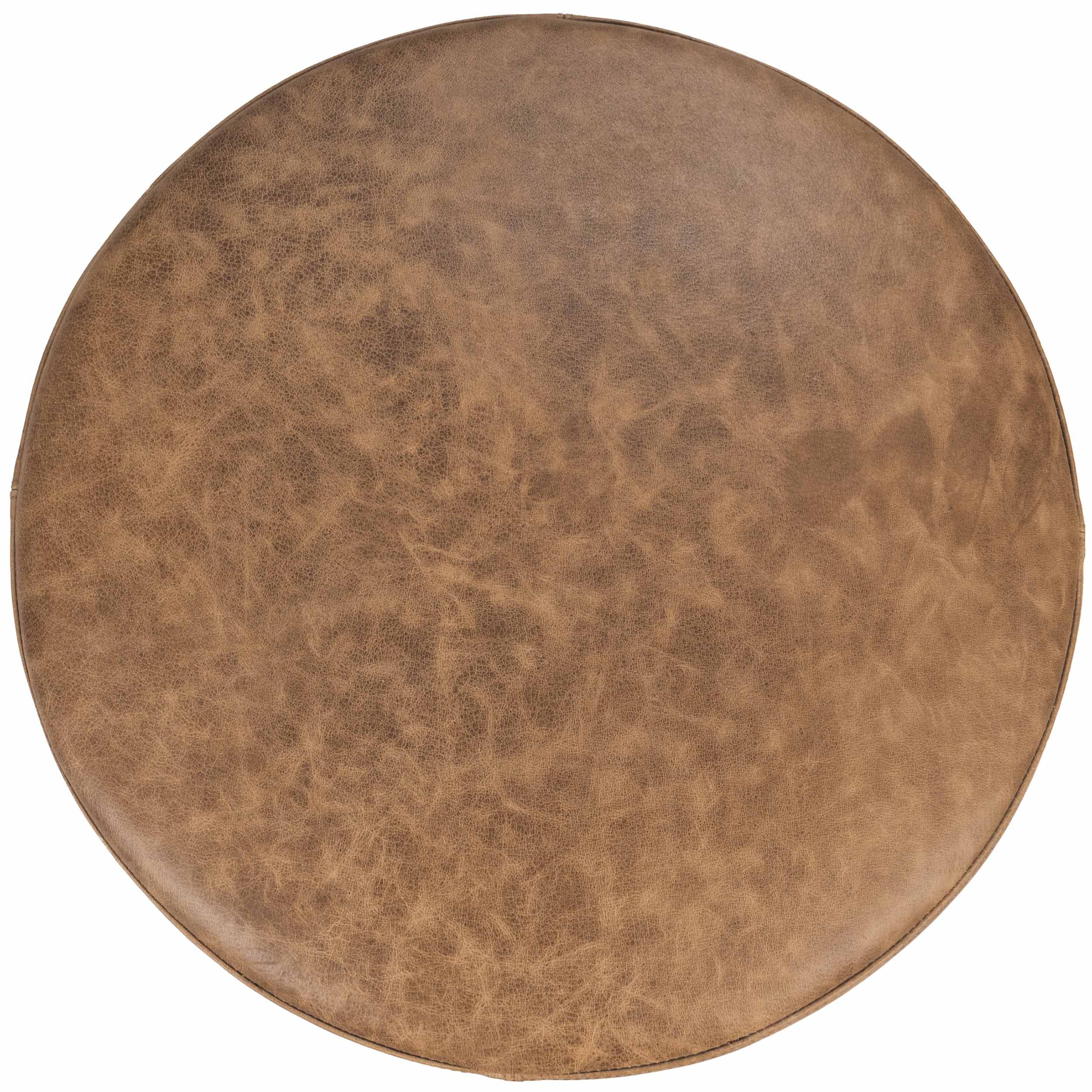 Millo Leather Round Ottoman, Sedona Brown - Image 3