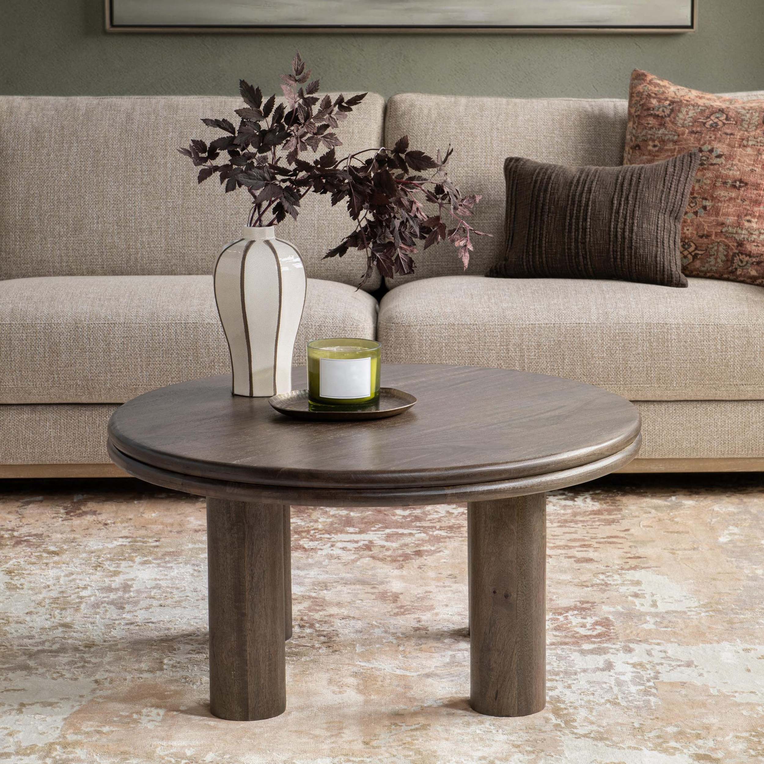 Miranda Round Coffee Table, Cocoa Brown - Image 5