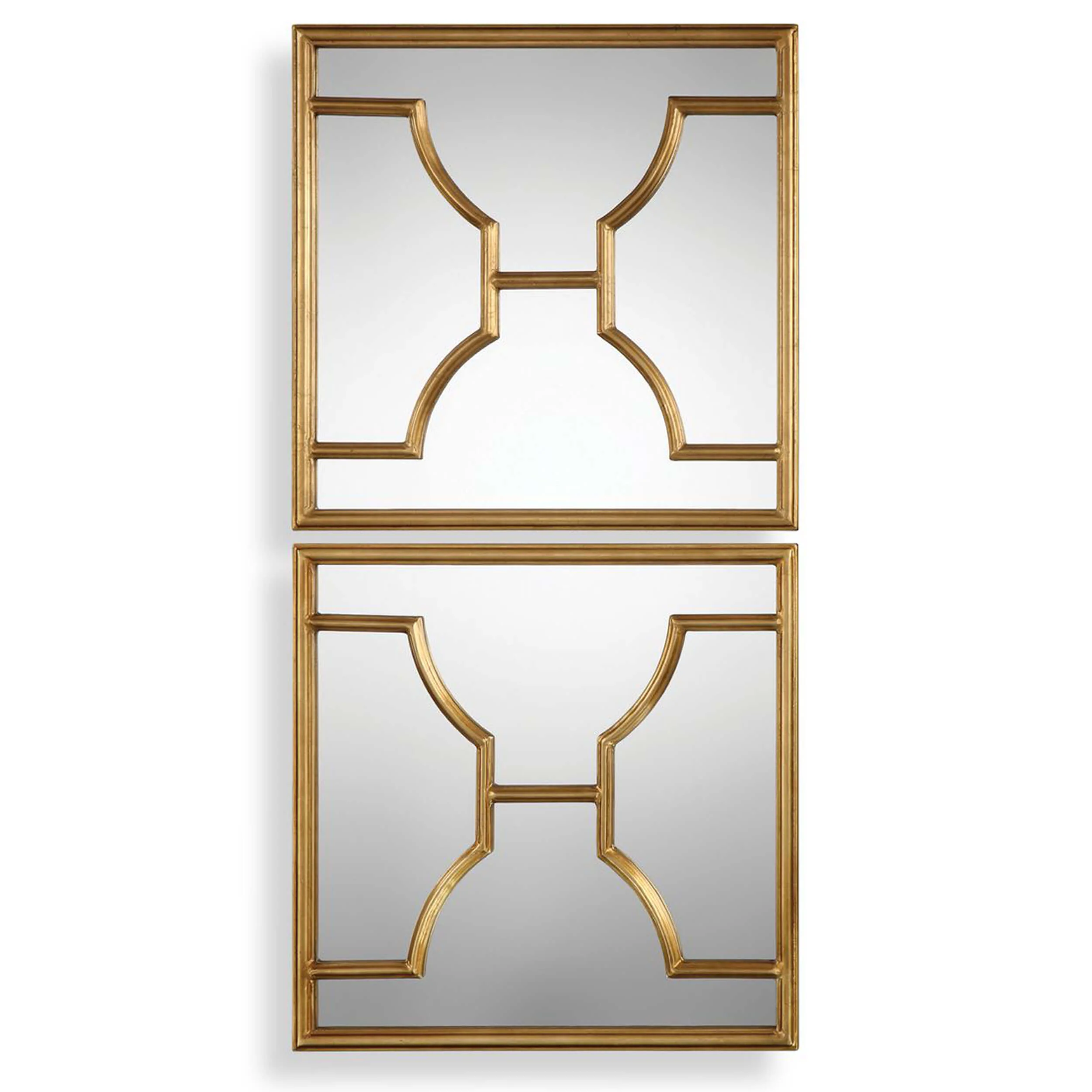 Misa Square Mirrors, Antiqued Gold Leaf, Set of 2