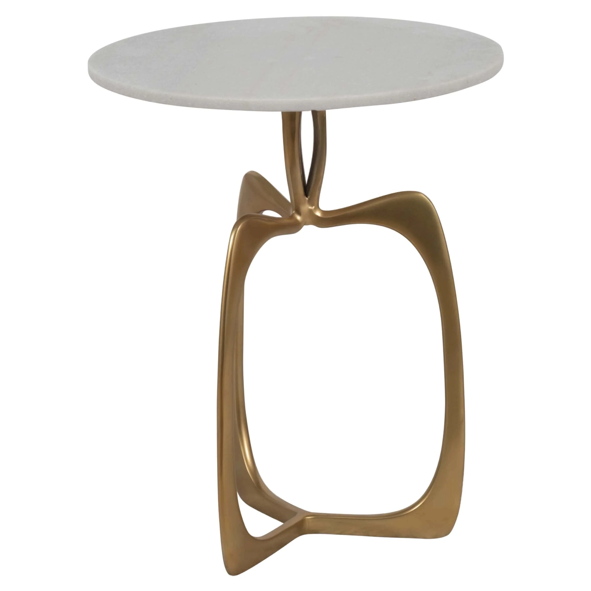Modern Marble Accent Table, White/Gold