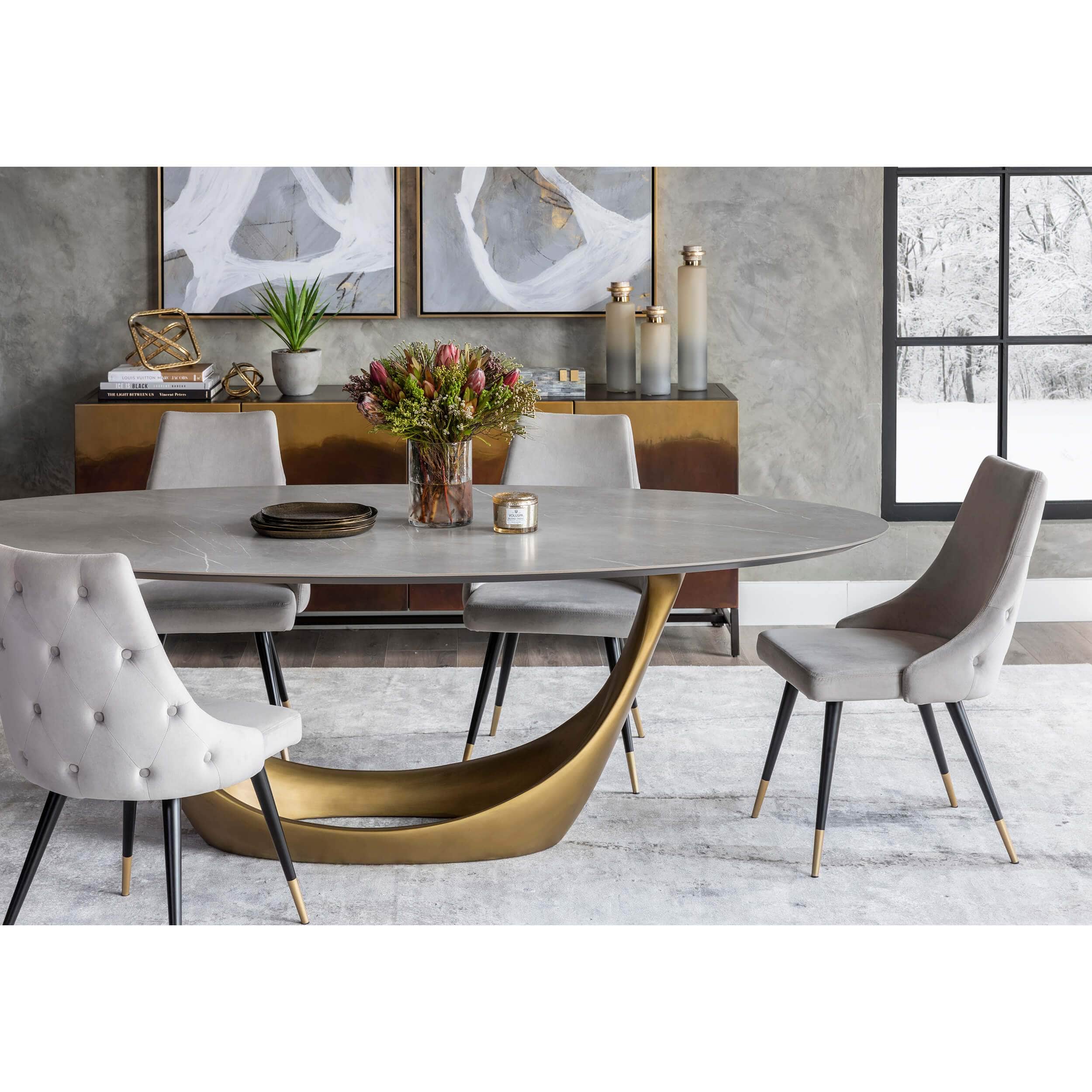 Montana Dining Table, Gray/Gold Base - Image 7