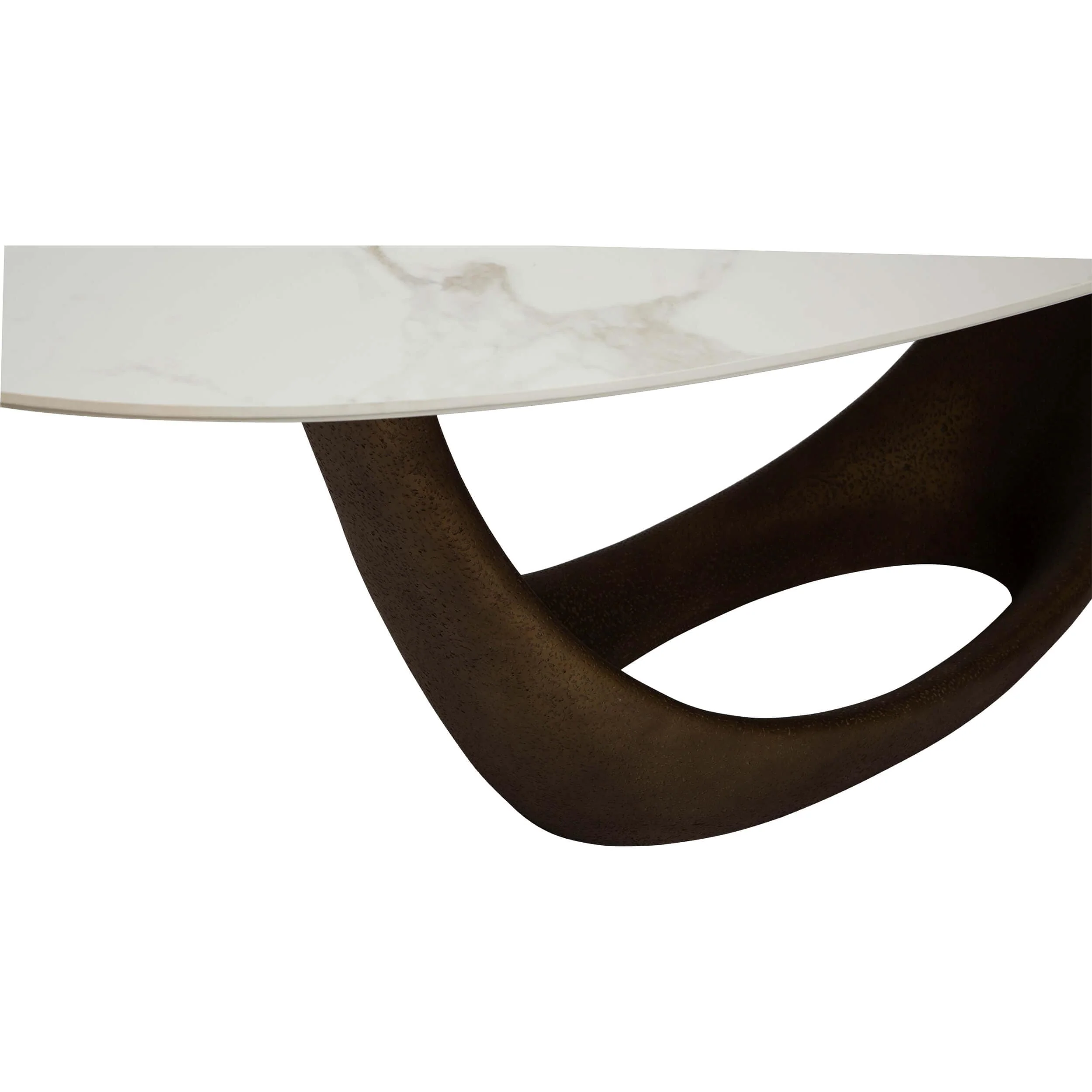 Montana Dining Table, White/Gold Beaten Metal Base - Image 5
