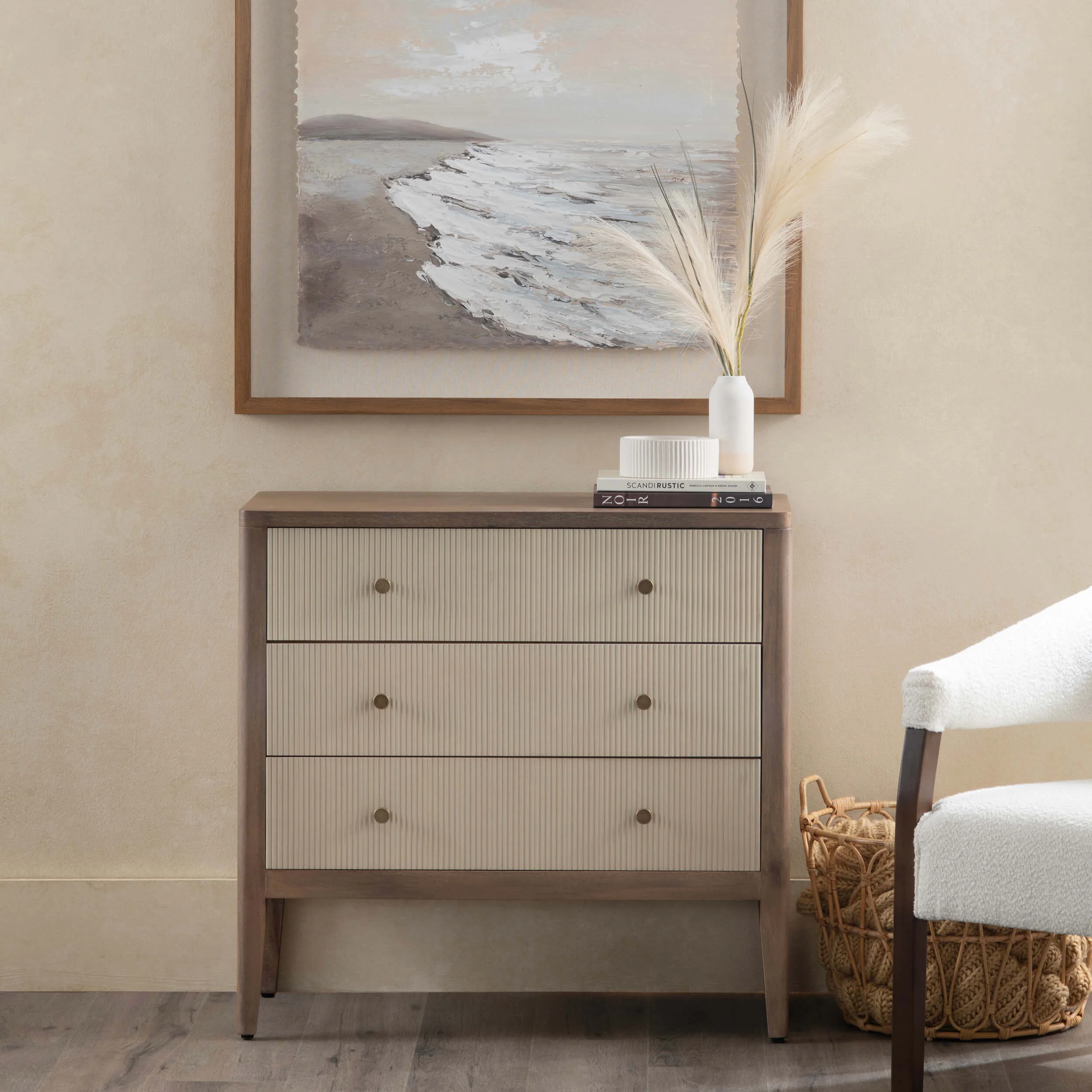 Montclair 3 Drawer Chest, Cream - Image 4