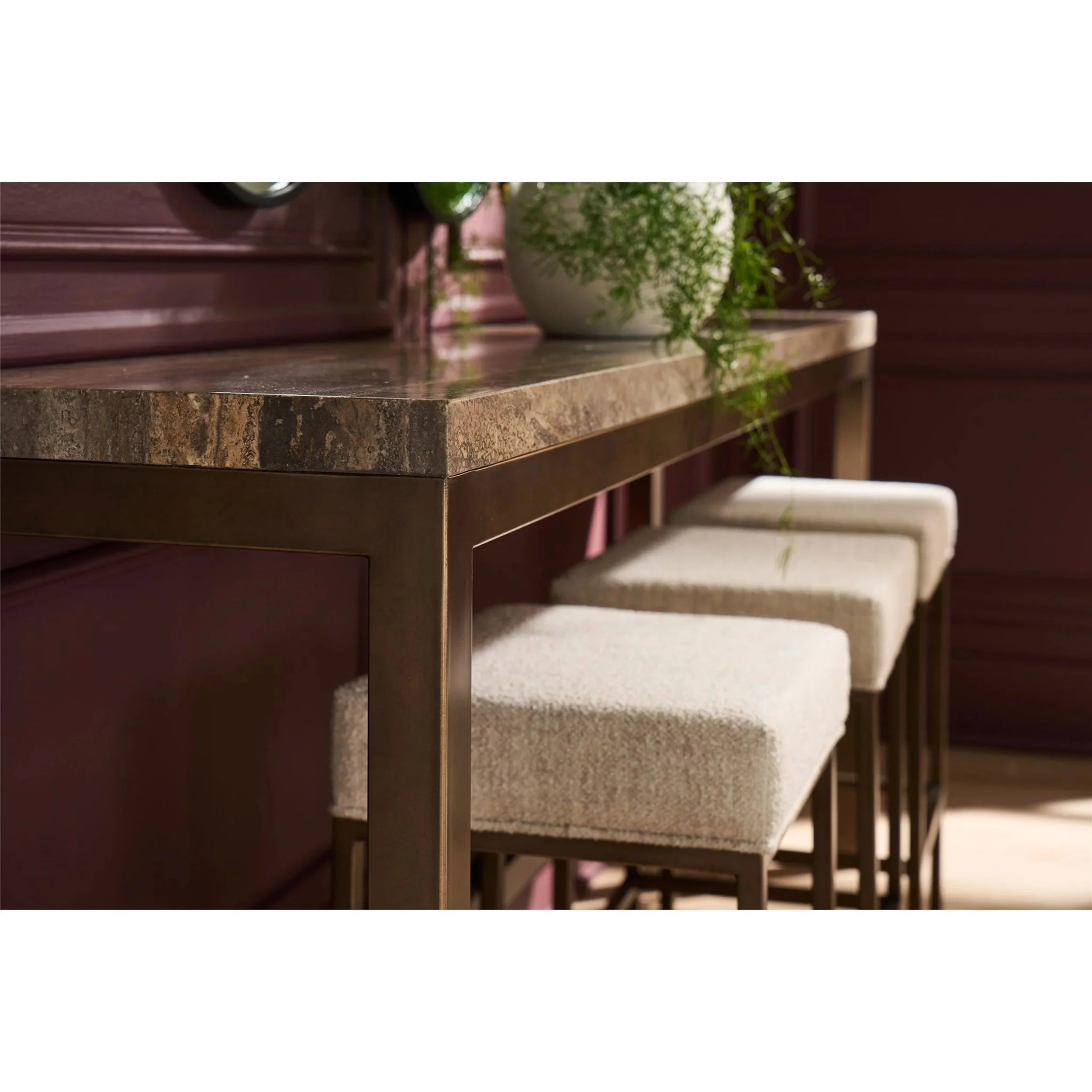 Montclair Console Table w/ Stools, Smoked Gold - Image 7