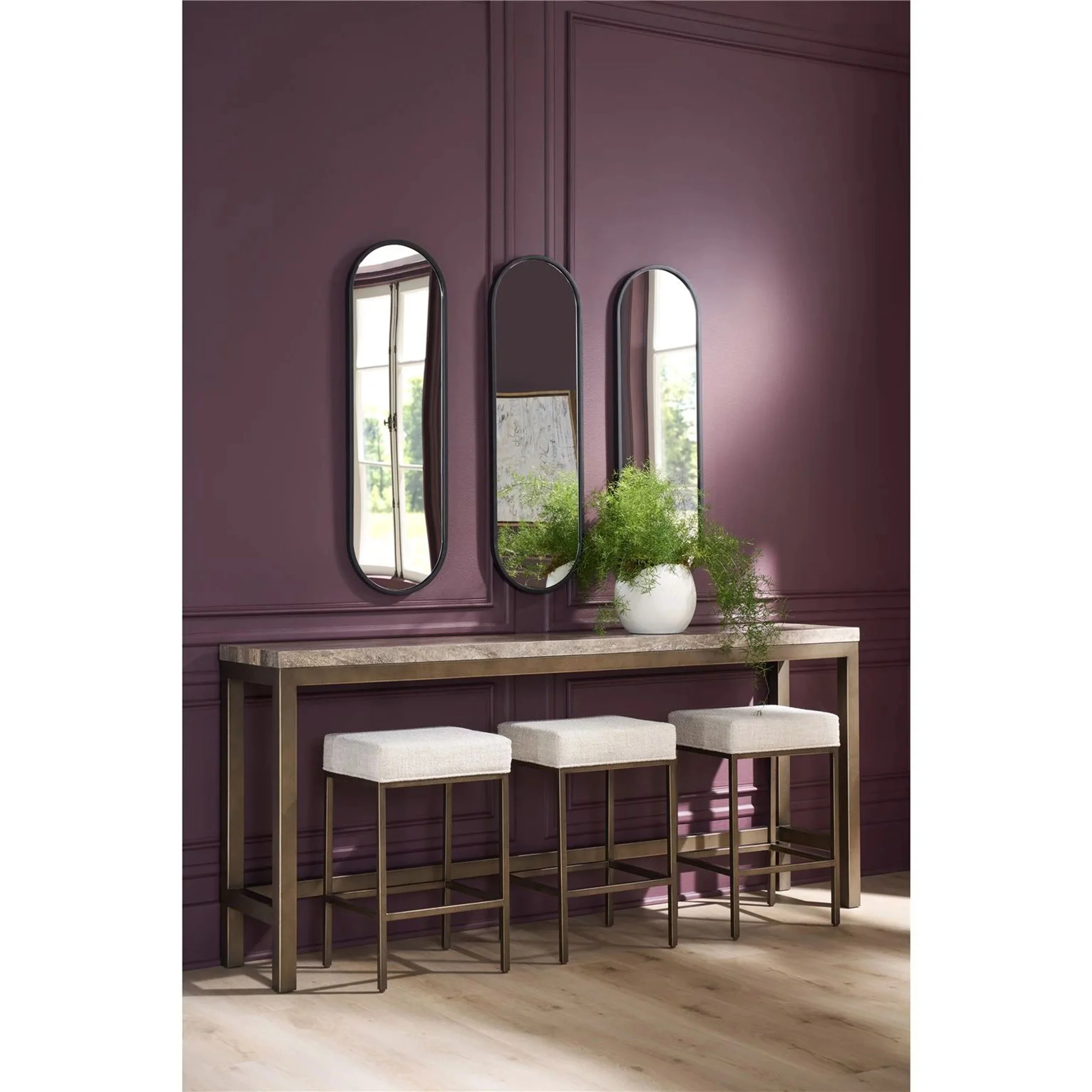 Montclair Console Table w/ Stools, Smoked Gold - Image 8