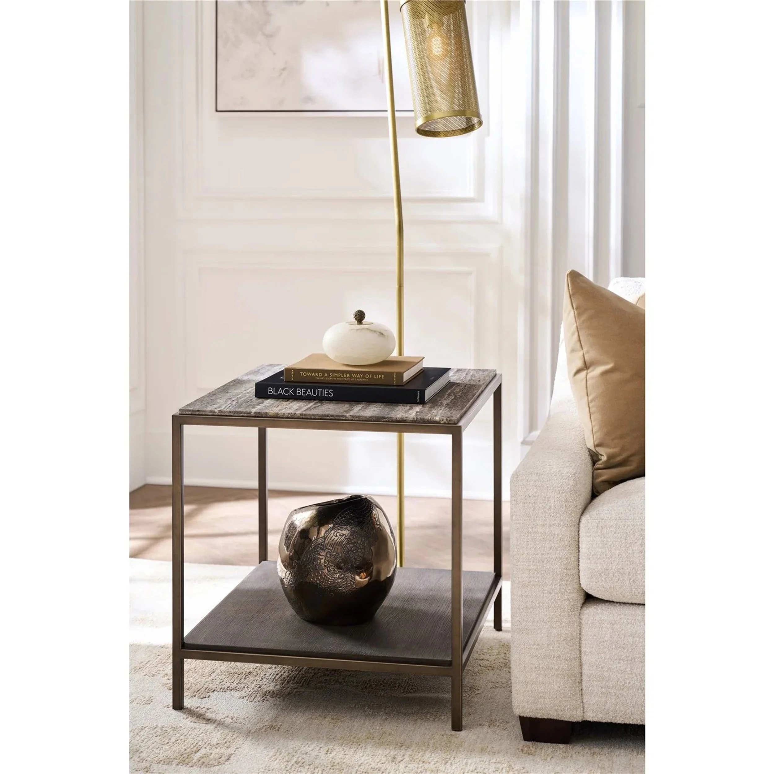 Montclair Rectangular End Table, Dark Gray Travertine - Image 6