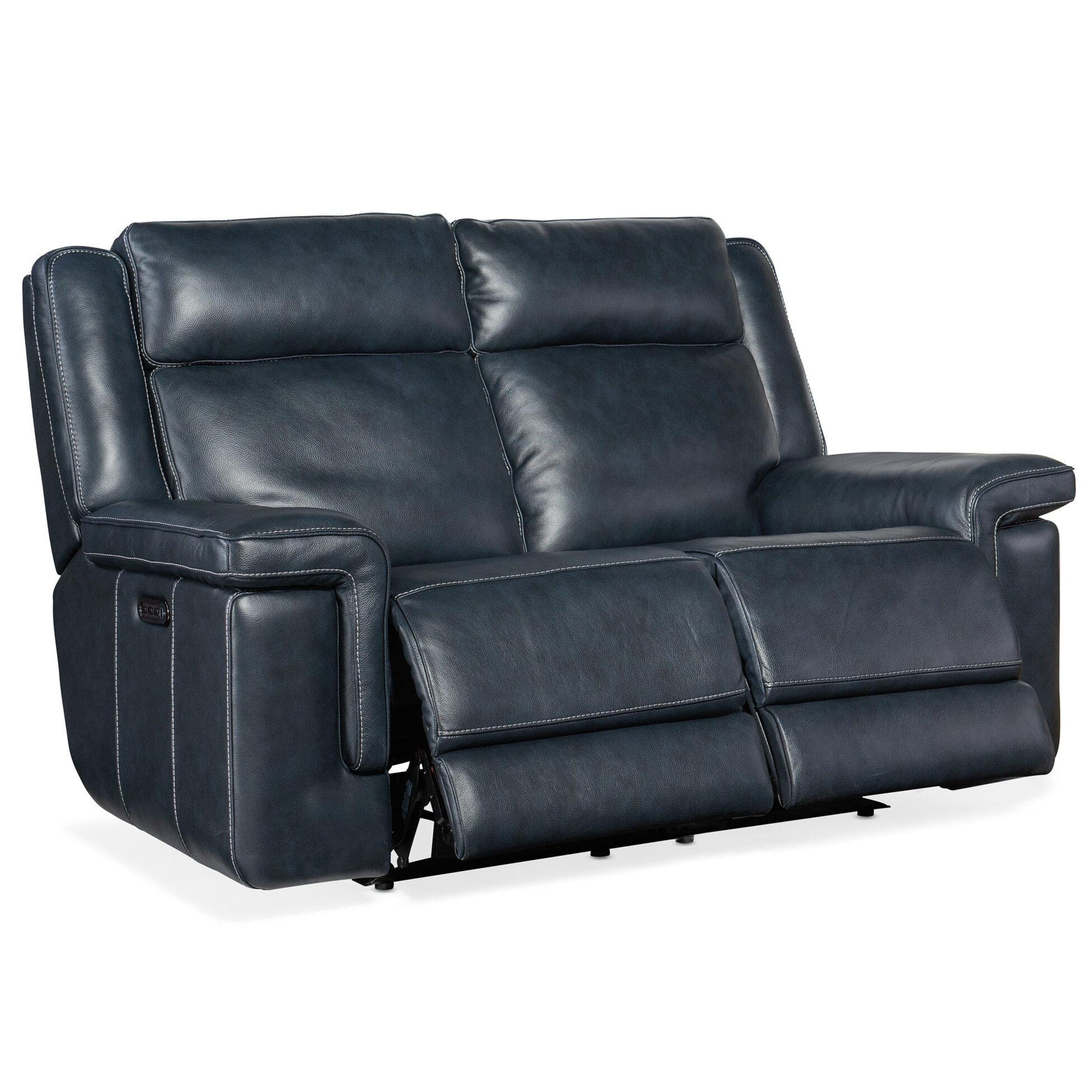 Montel Leather Lay Flat Power Loveseat, Cosmos Cobalt - Image 3