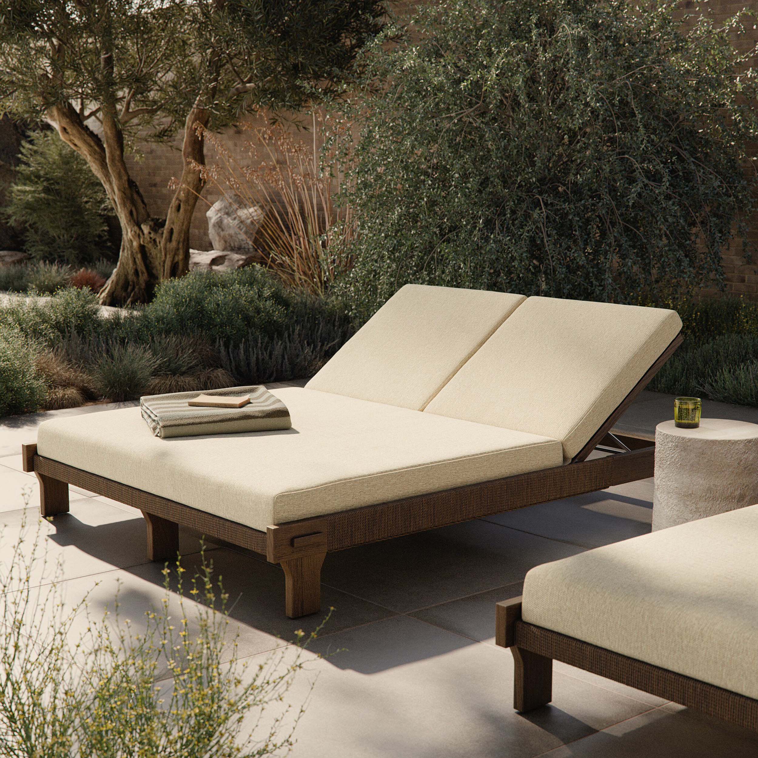 Moxie Outdoor Double Chaise, Ellor Beige by Four Hands - Image 8