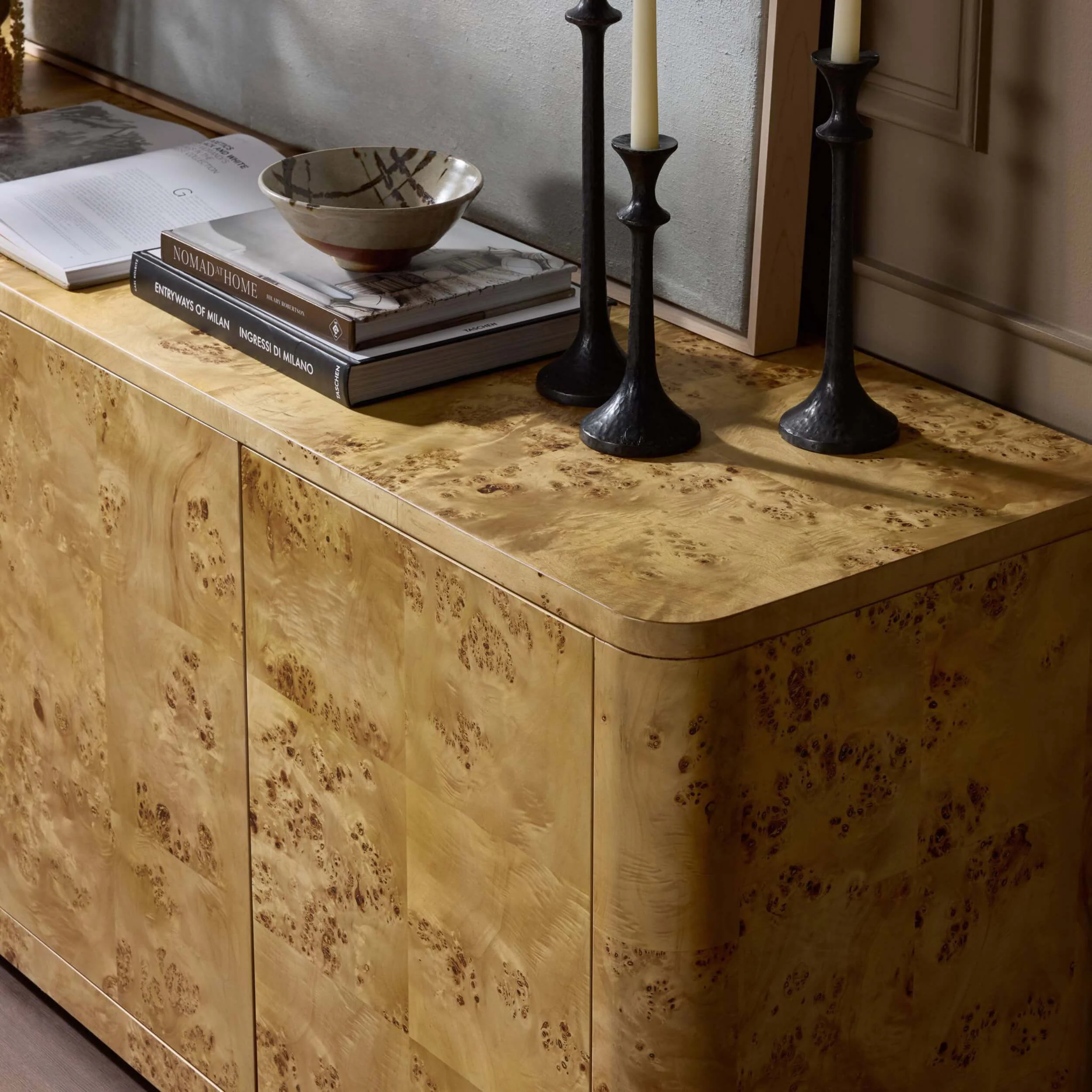 Mullins Media Console, Natural Mappa Burl by Four Hands - Image 5