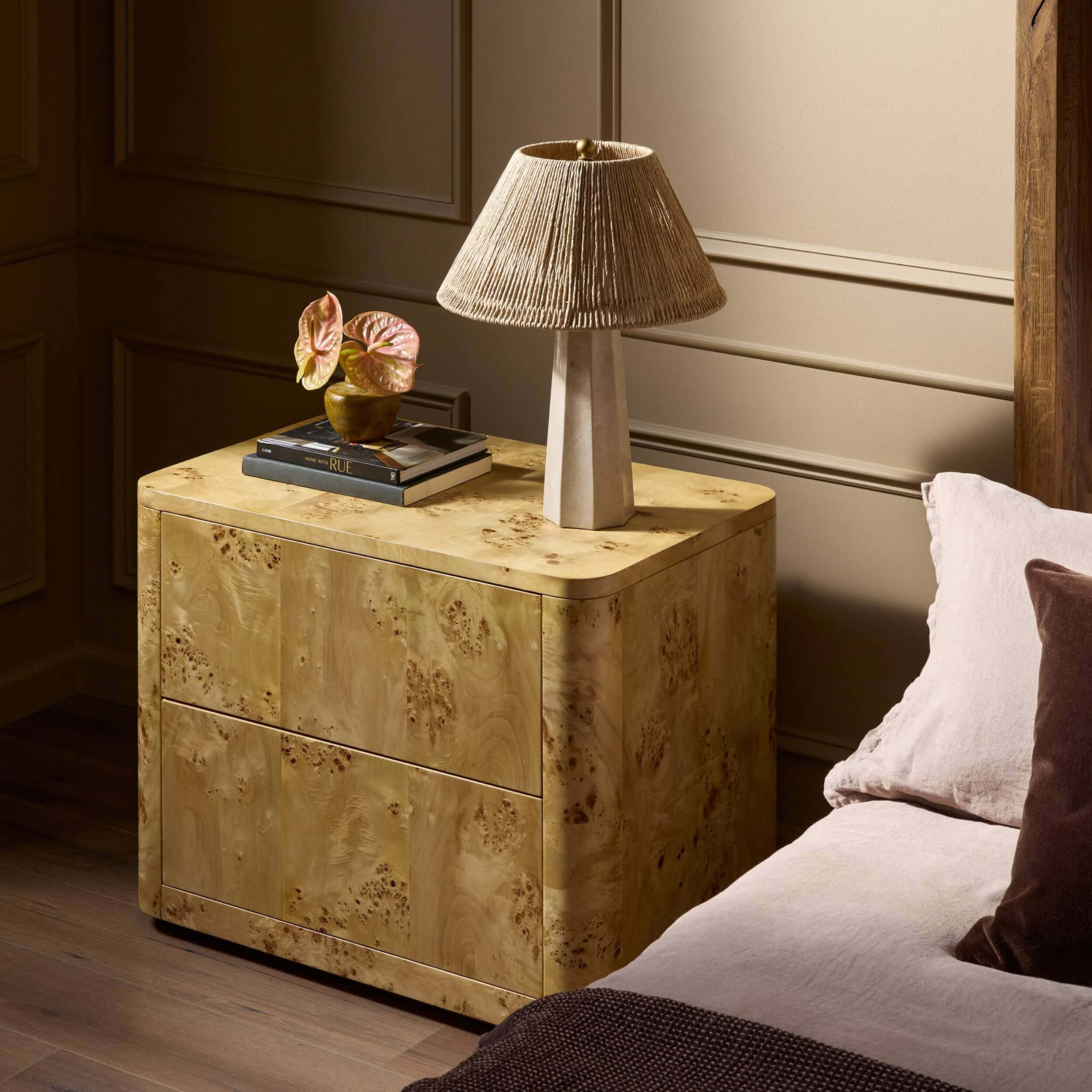 Mullins Nightstand, Natural Mappa Burl by Four Hands - Image 5