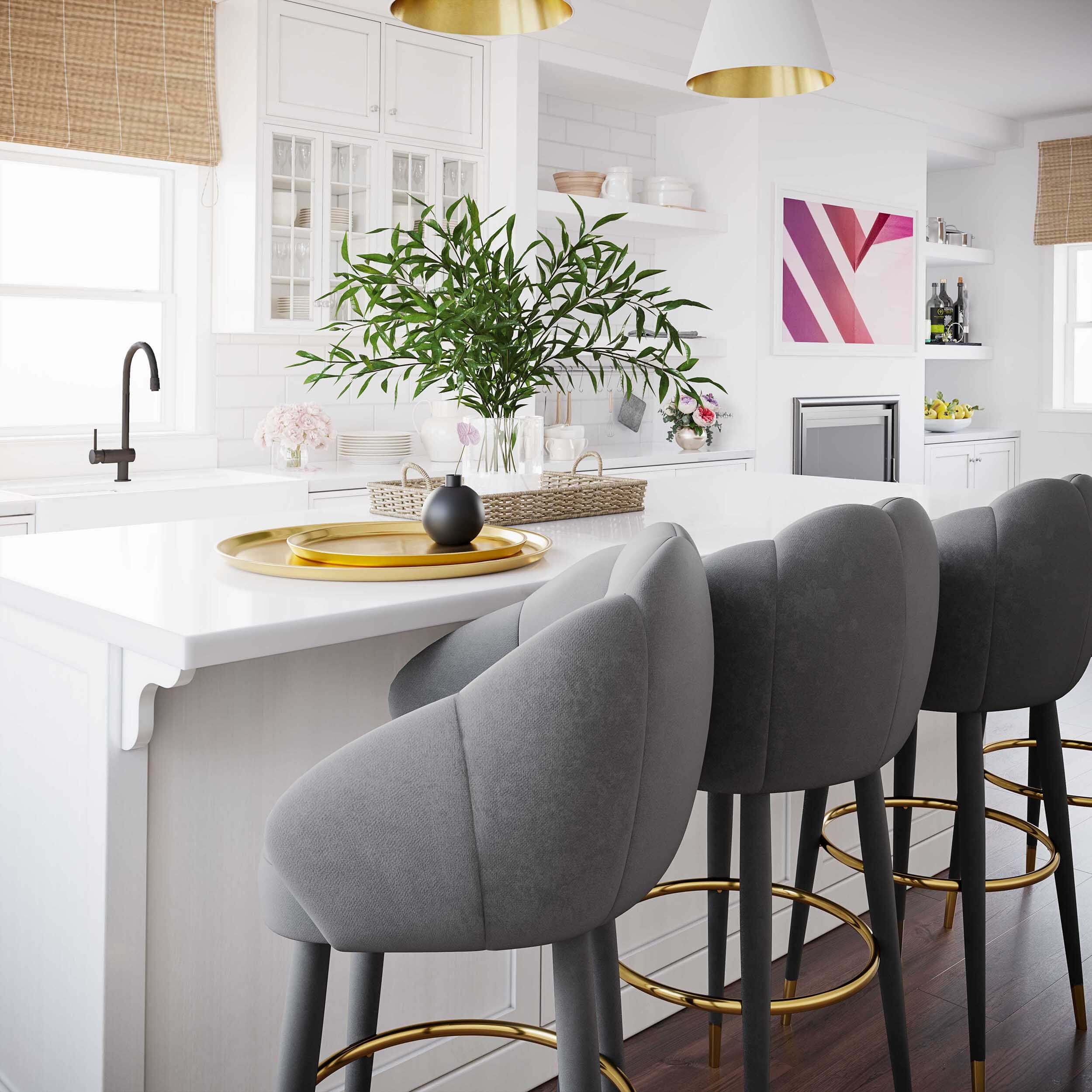 Myla Swivel Bar & Counter Stool, Light Grey - Image 4