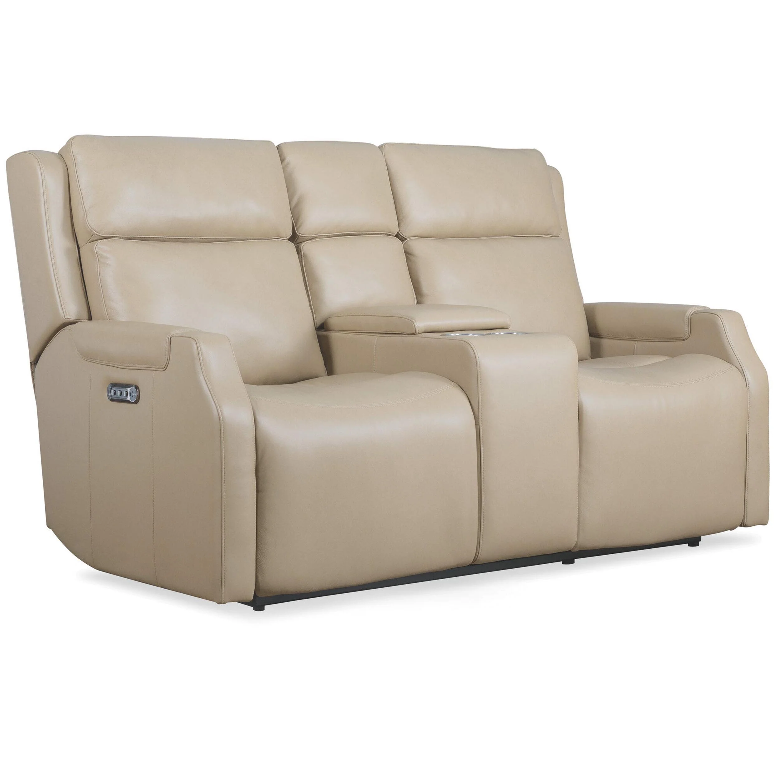 Nelson Leather Zero Gravity Power Console Loveseat, Salvo Beige - Image 2