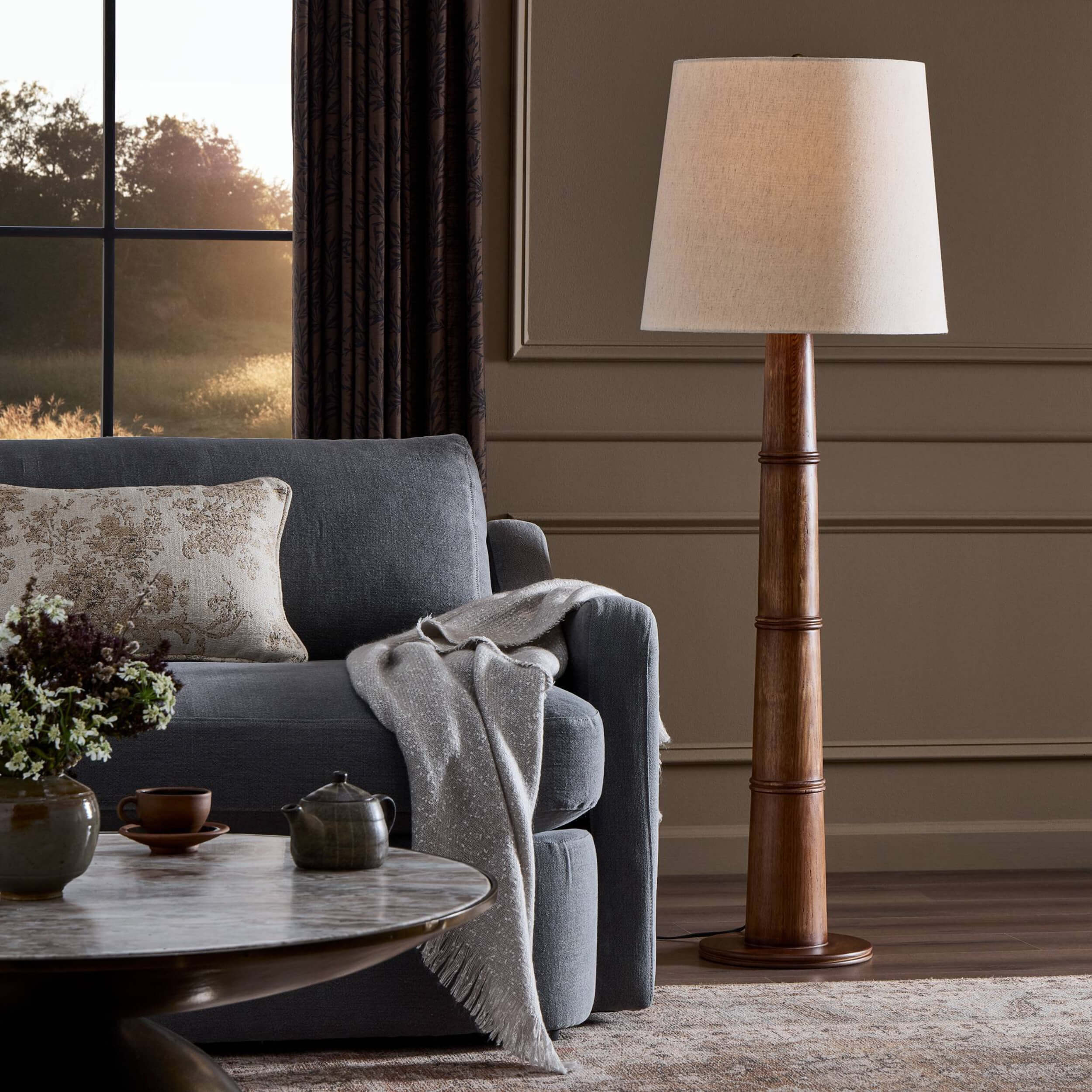 Nerissa Floor Lamp, Warm Brown Oak by Four Hands - Image 6