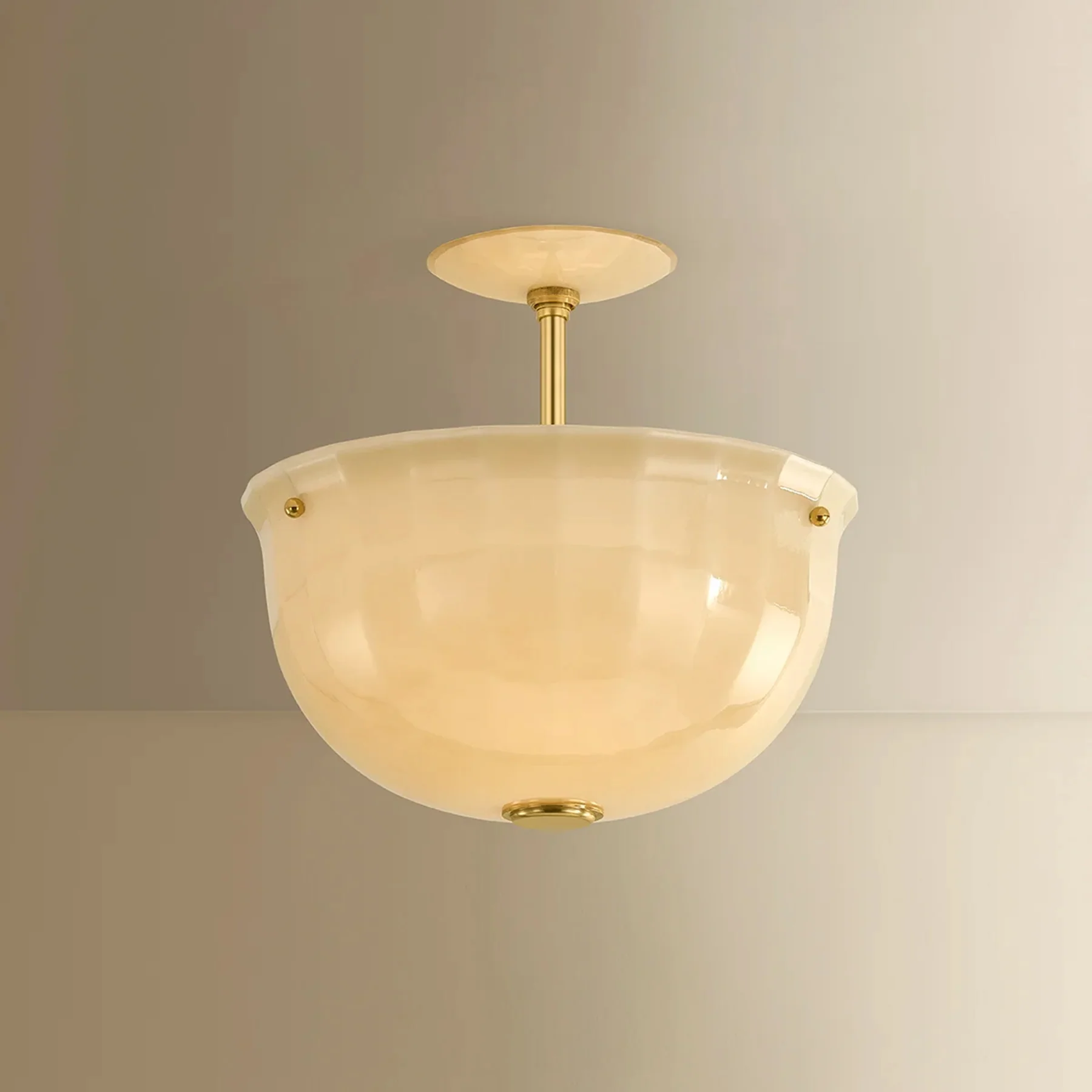 Nevins Semi Flush, Aged Brass - Image 3