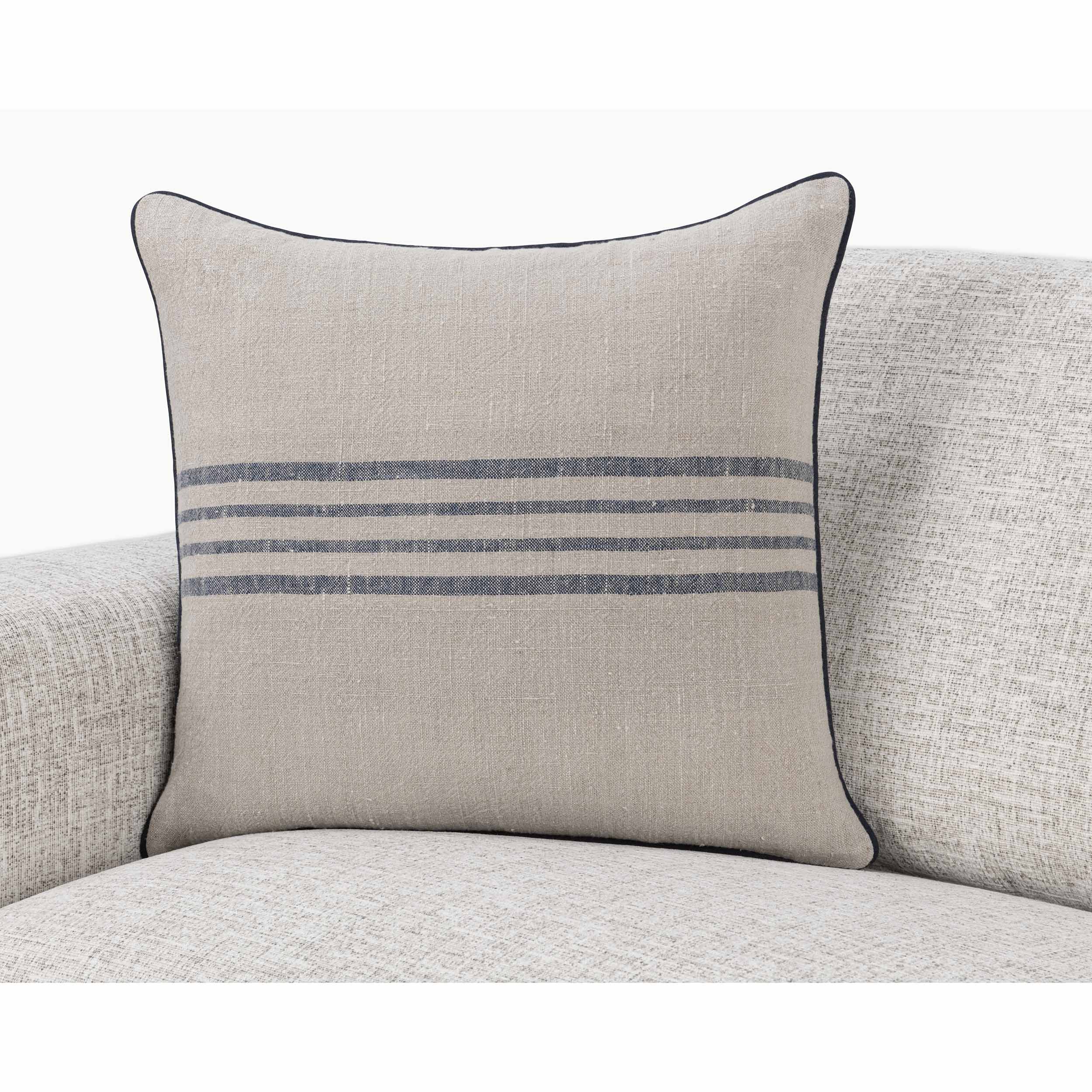 Newport Pillow, Natural/Navy - Image 6