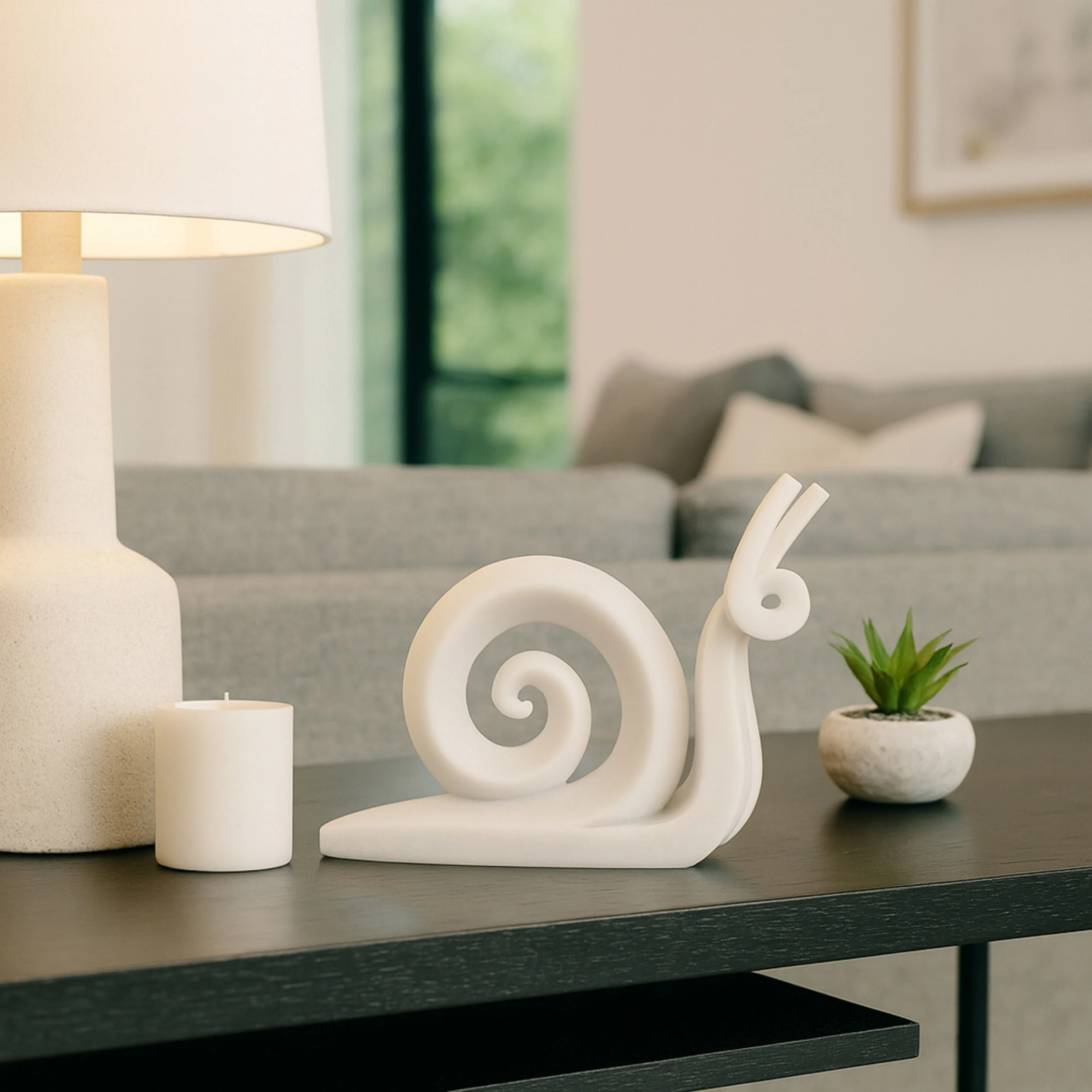 Ninove Snail Statuary, White - Image 5