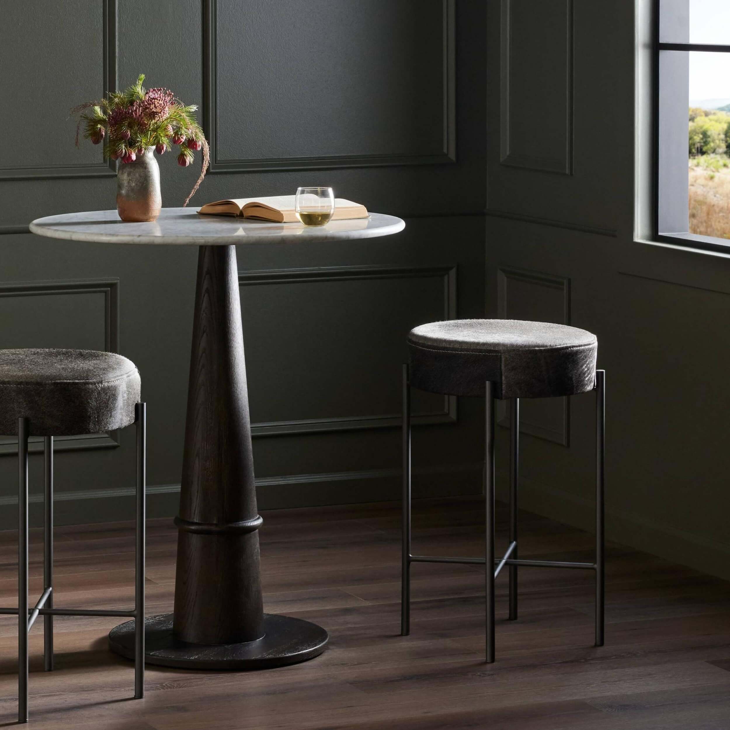 Nocona Bar & Counter Stool, Black/White Speckled Hide by Four Hands - Image 9
