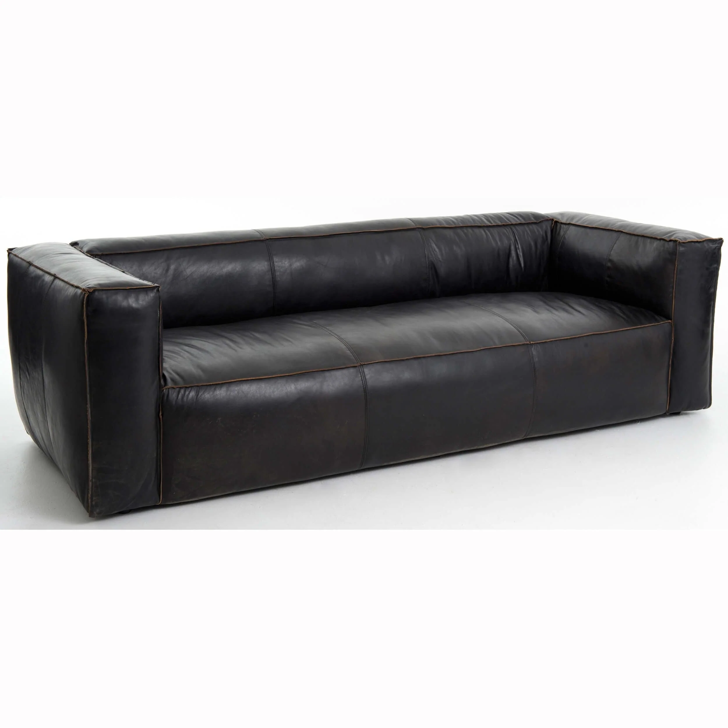 Nolita Reverse Stitch Leather Sofa, Rider Black by Four Hands - Image 2