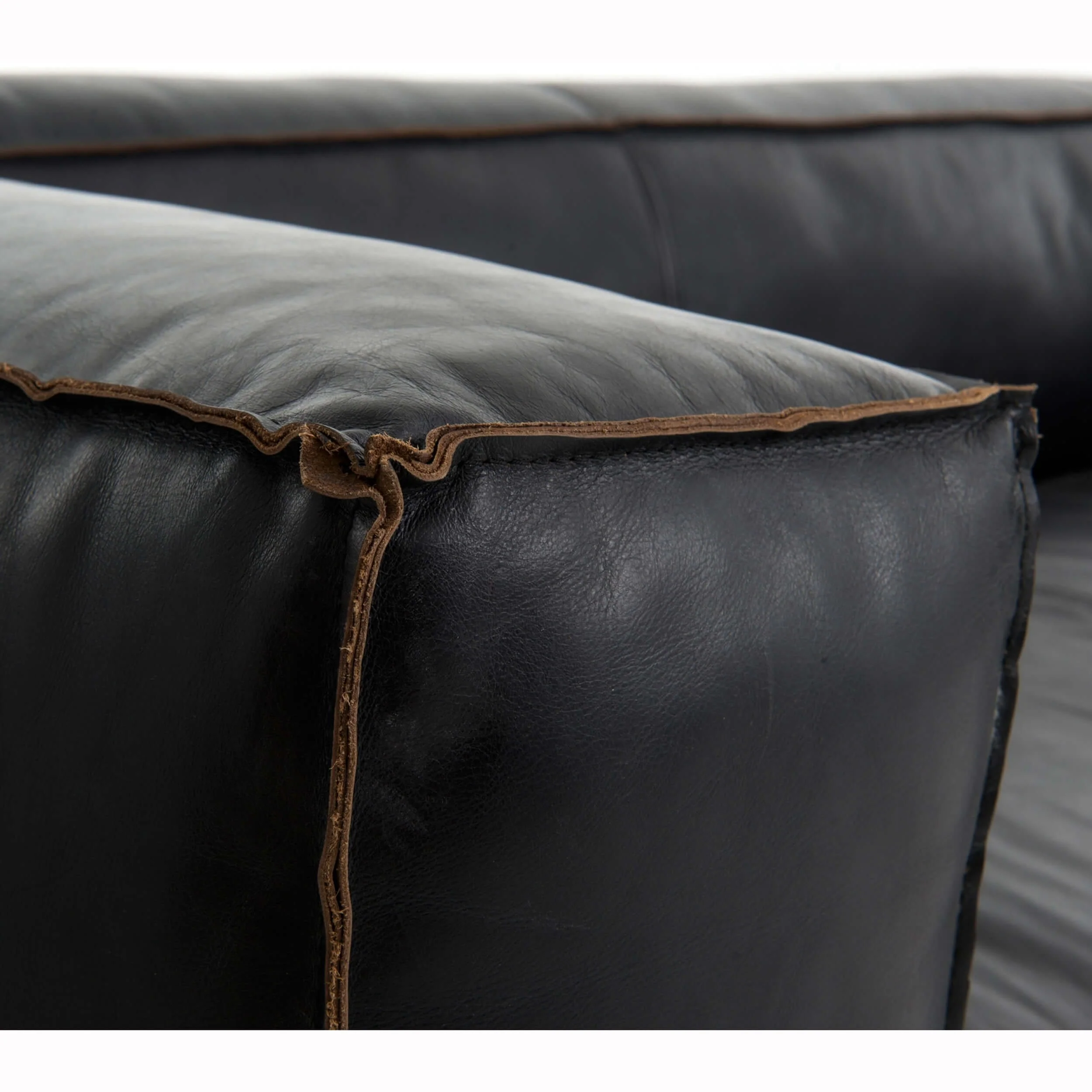 Nolita Reverse Stitch Leather Sofa, Rider Black by Four Hands - Image 5
