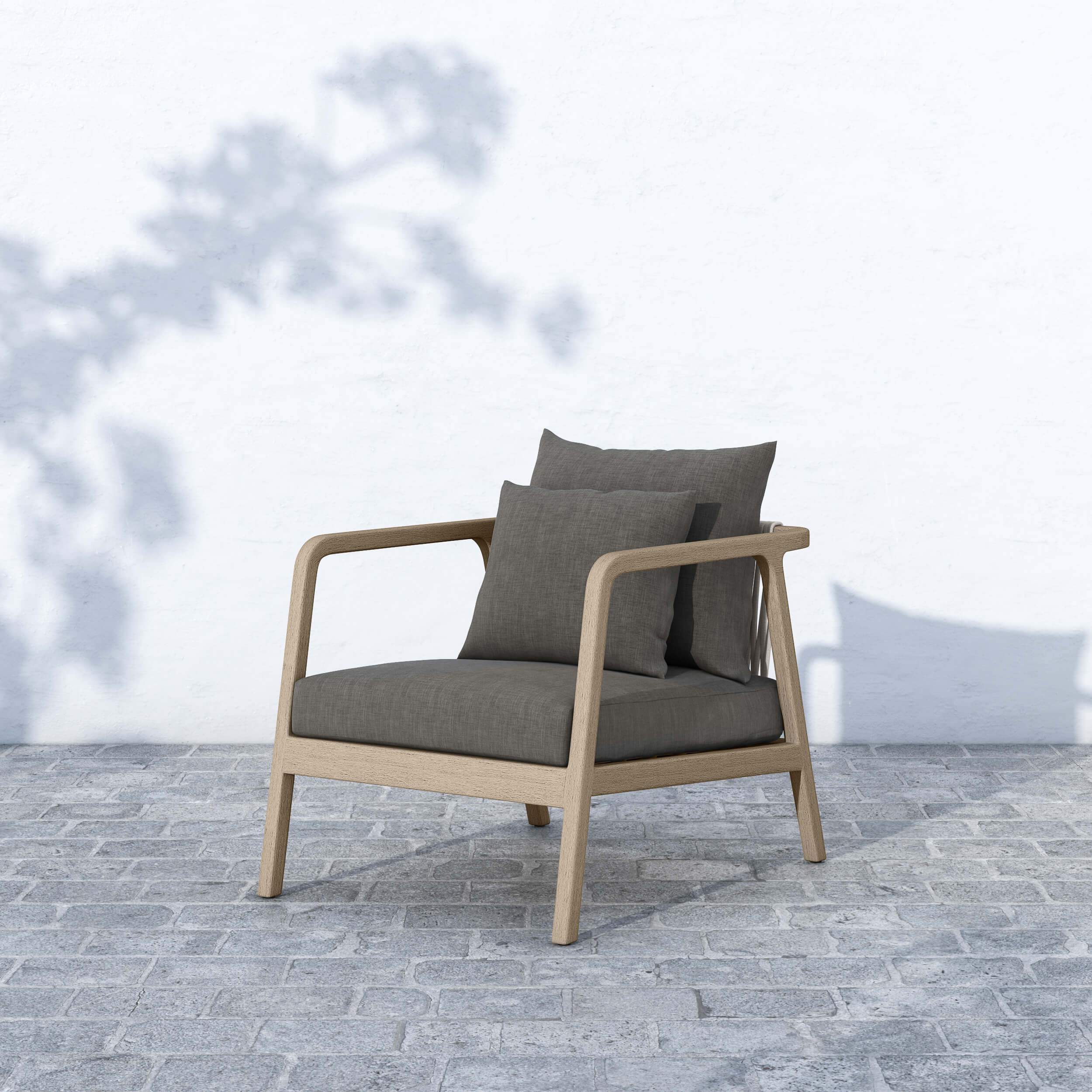 Numa Outdoor Chair, Charcoal/Washed Brown by Four Hands - Image 5