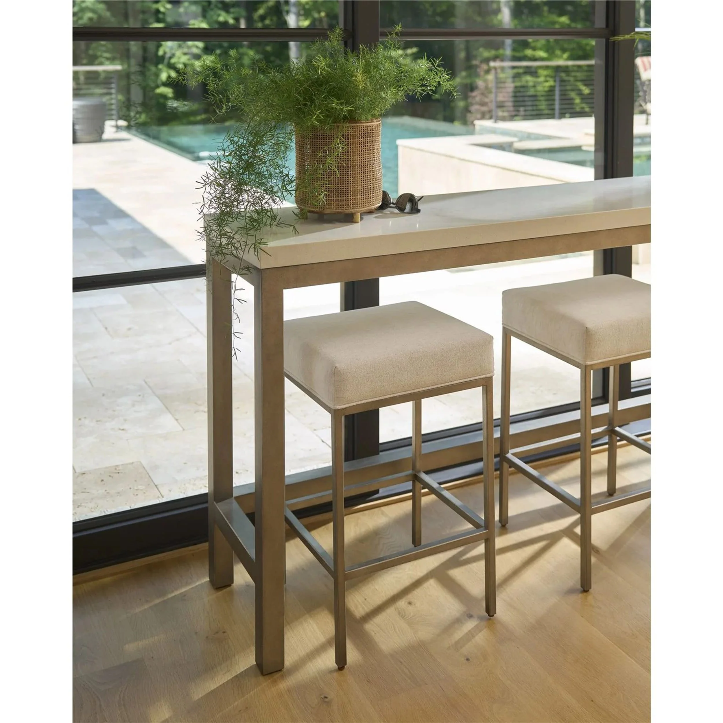 Oasis Console Table w/ Stools, Antique Nickel - Image 5