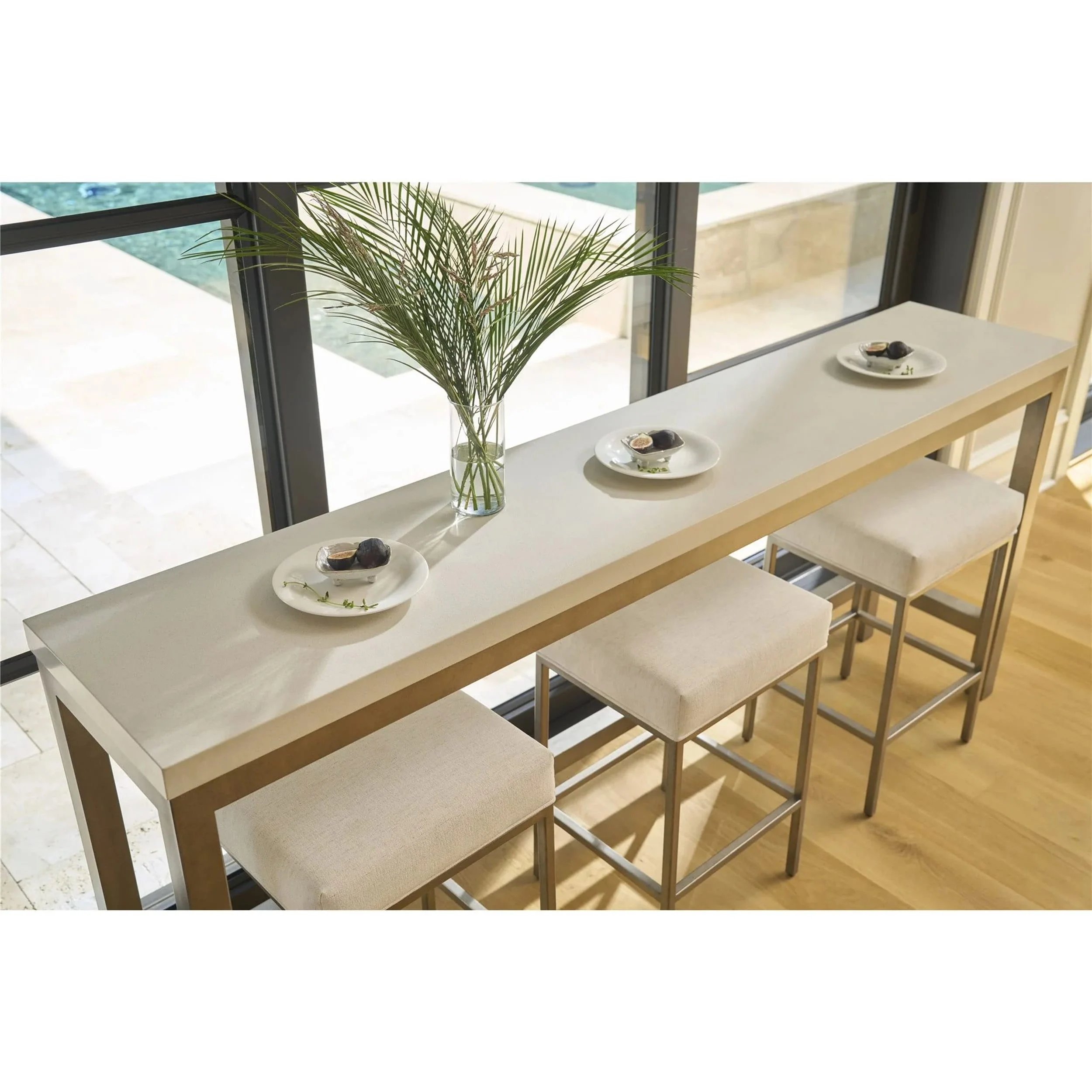 Oasis Console Table w/ Stools, Antique Nickel - Image 6