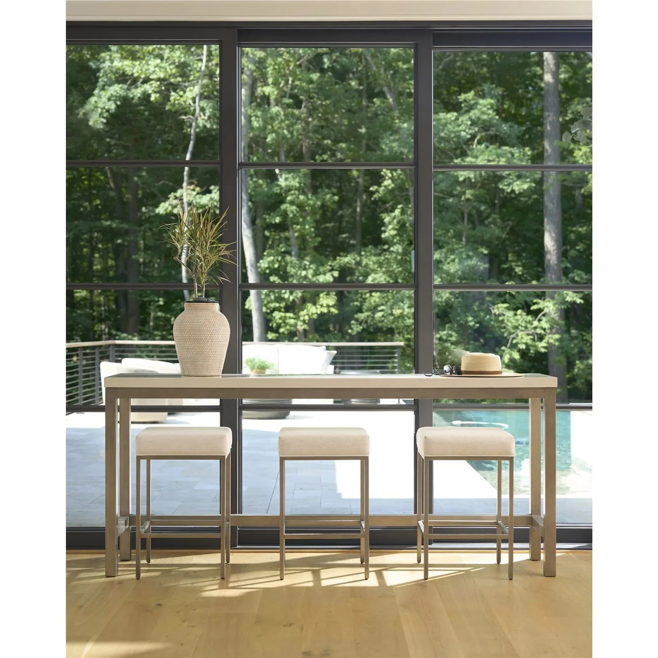 Oasis Console Table w/ Stools, Antique Nickel - Image 7