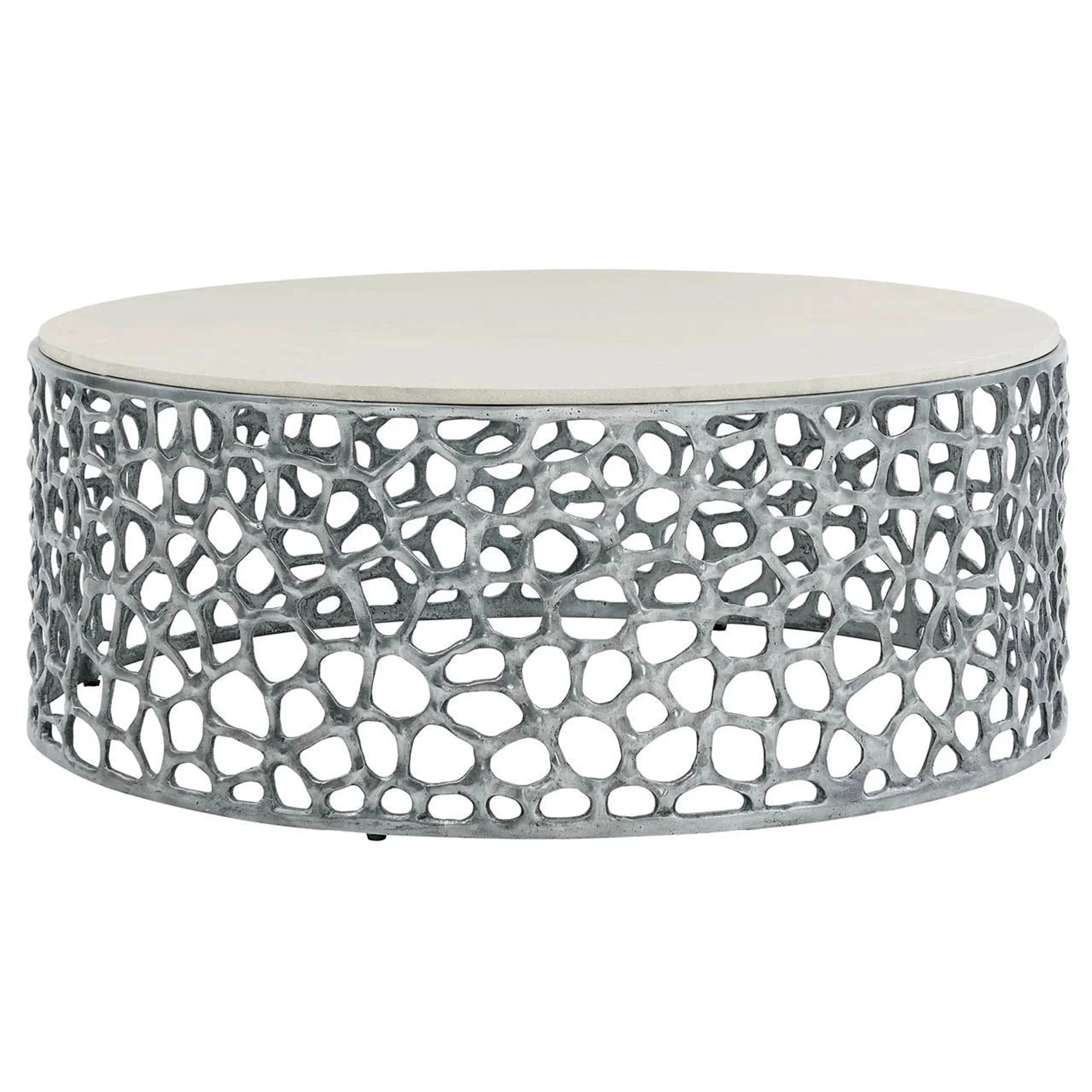 Oasis Coral Cocktail Table, Antique Nickle