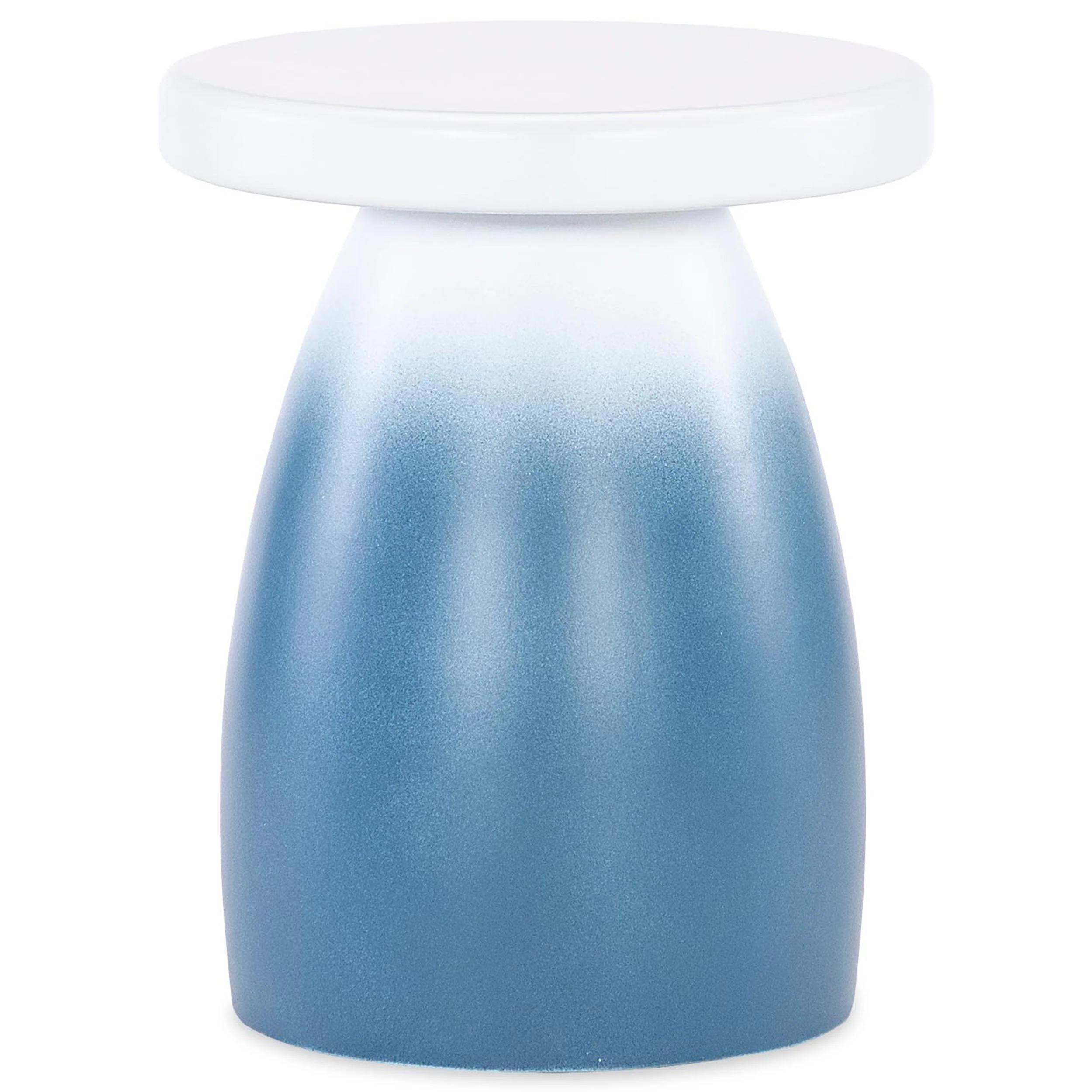Ocean End Table, Blue/White
