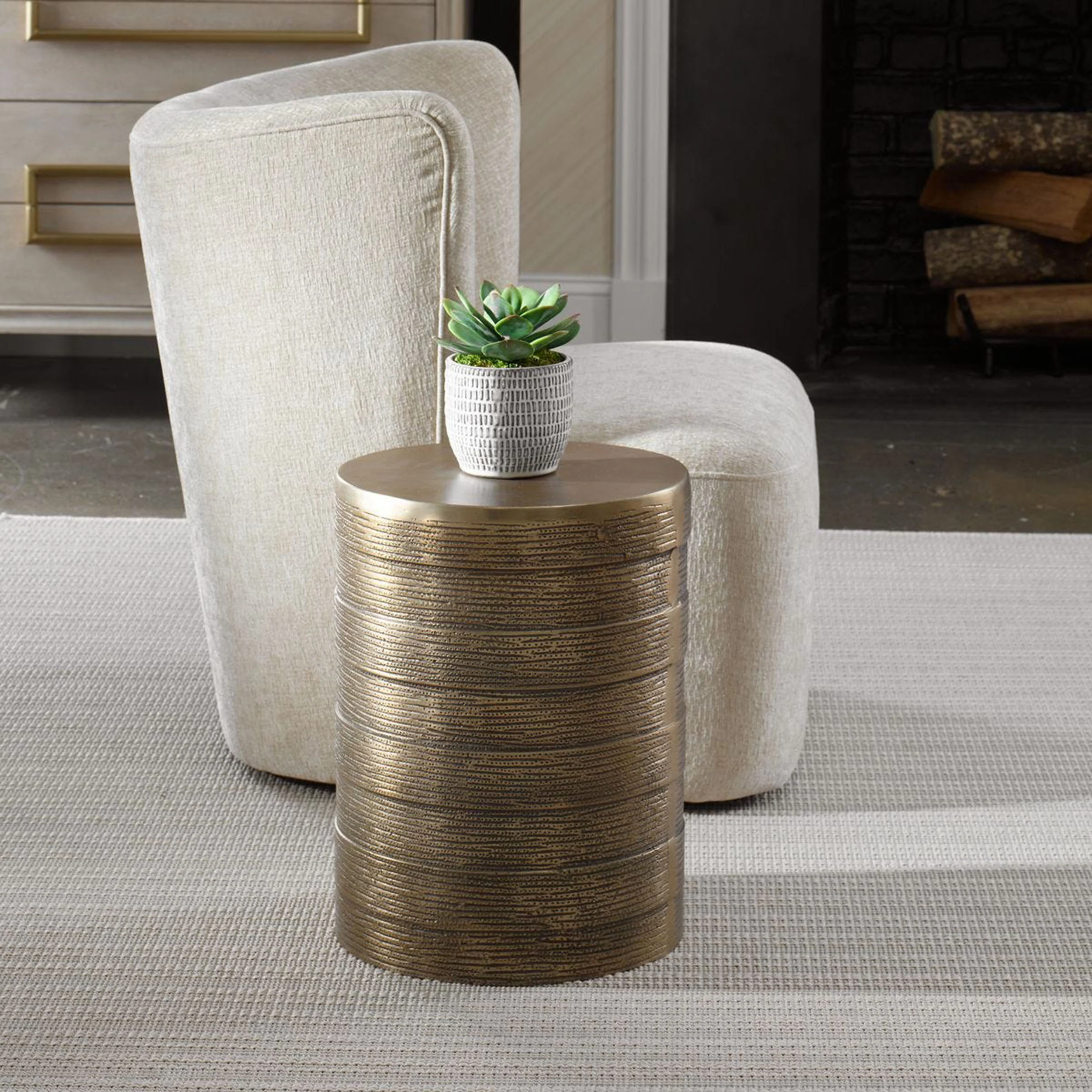 Odin Accent Table, Antique Brass - Image 4