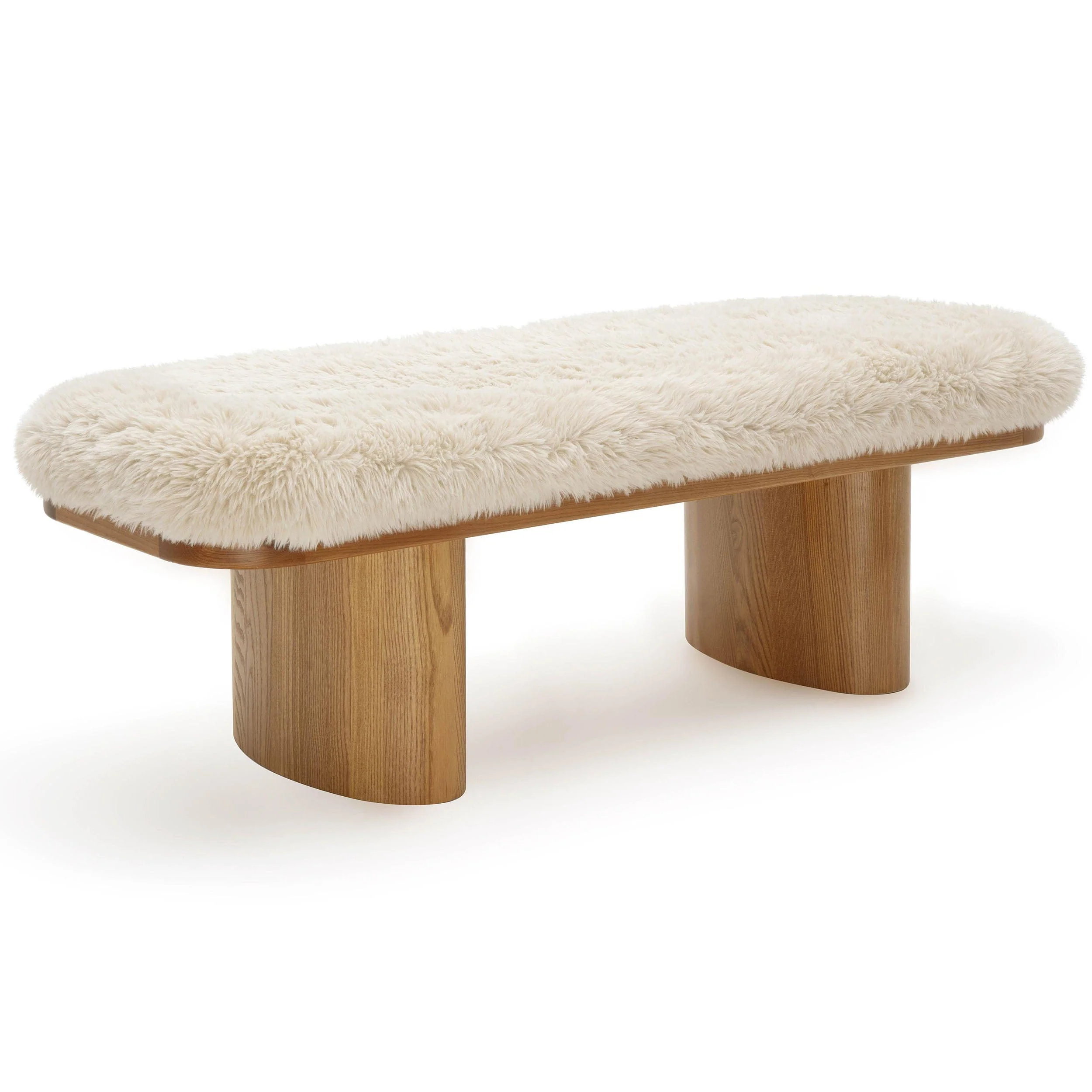 Ollie Vegan Shearling Bench, Natural